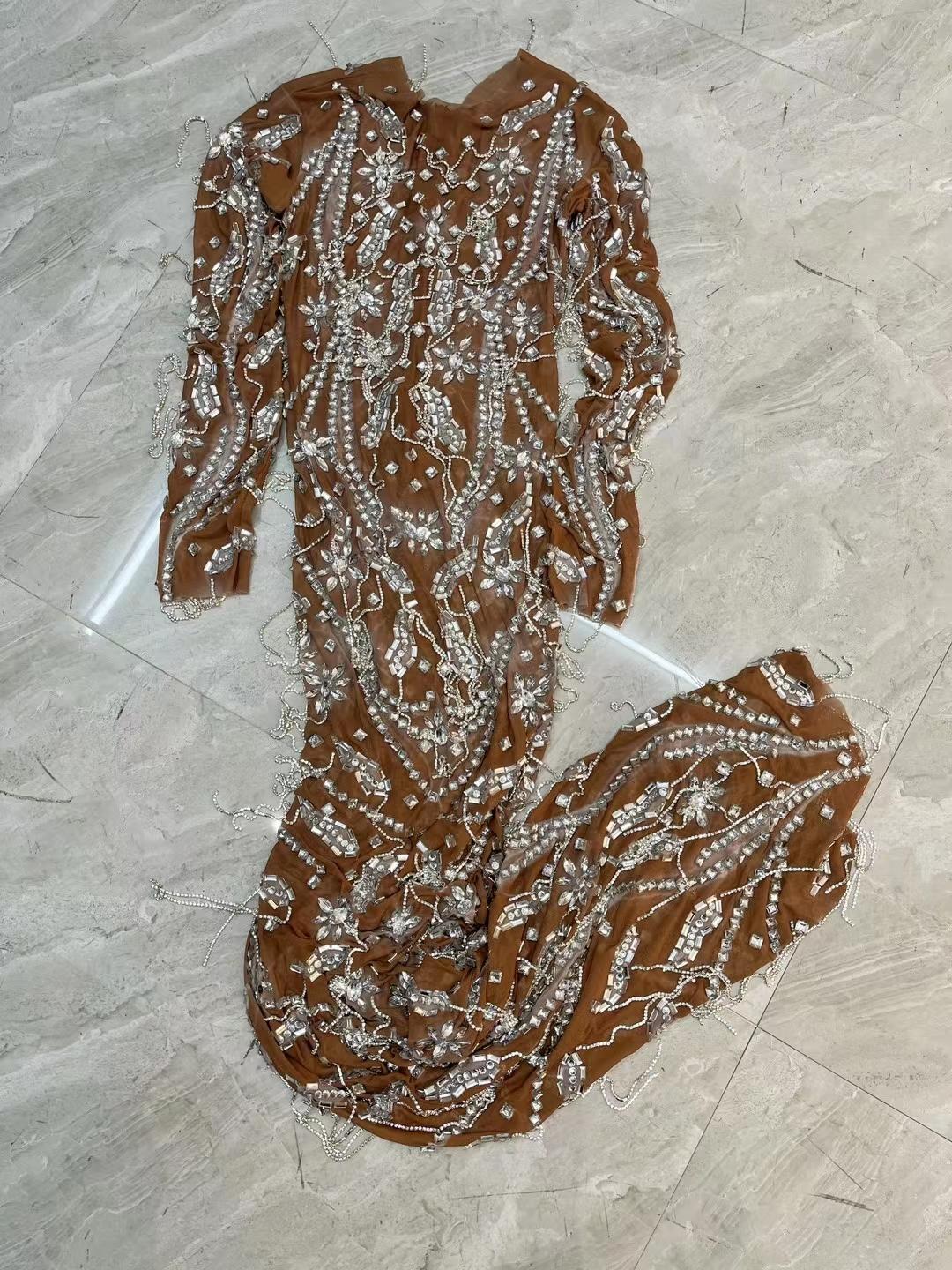 CELESINYI Piaohua Crystal Fringe Bodysuit