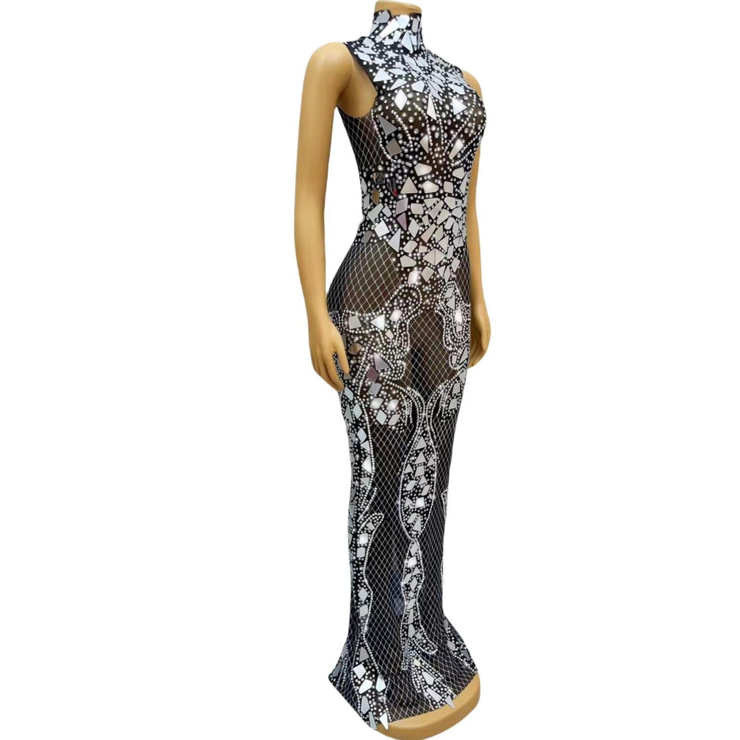 CELESINYI Wangpian Crystal Mirror Gown