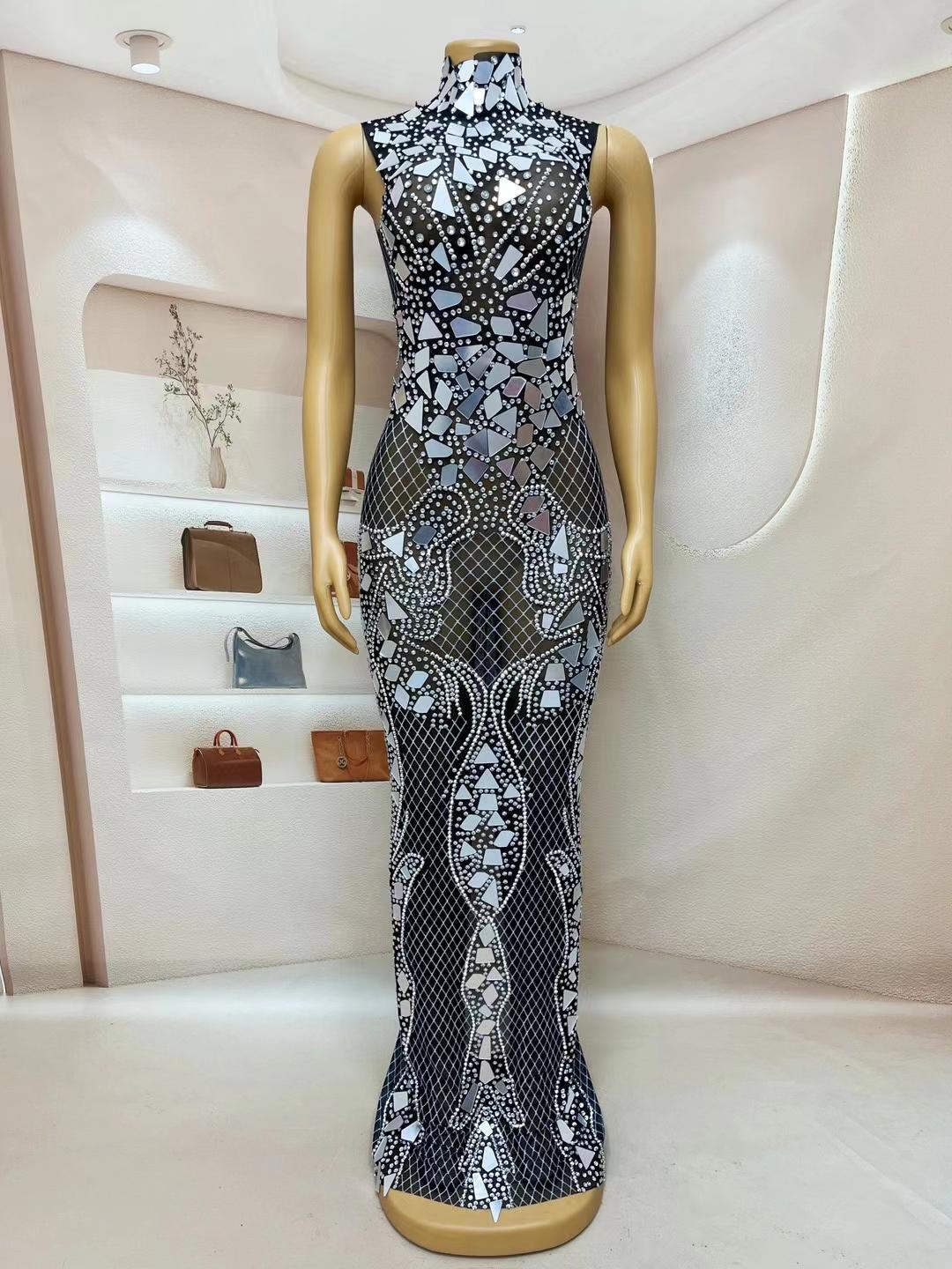 CELESINYI Wangpian Crystal Mirror Gown