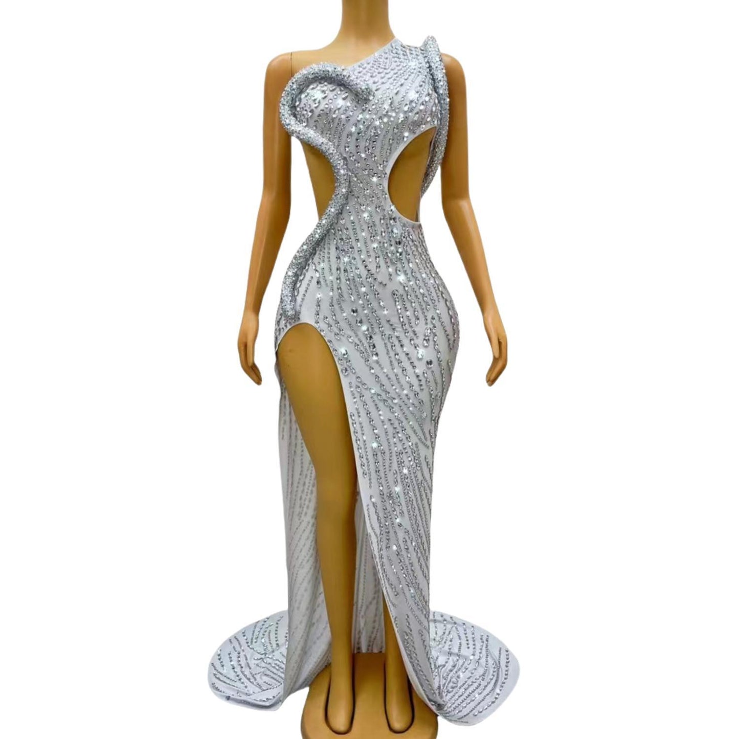 CELESINYI Siluo Crystal White Snake Gown
