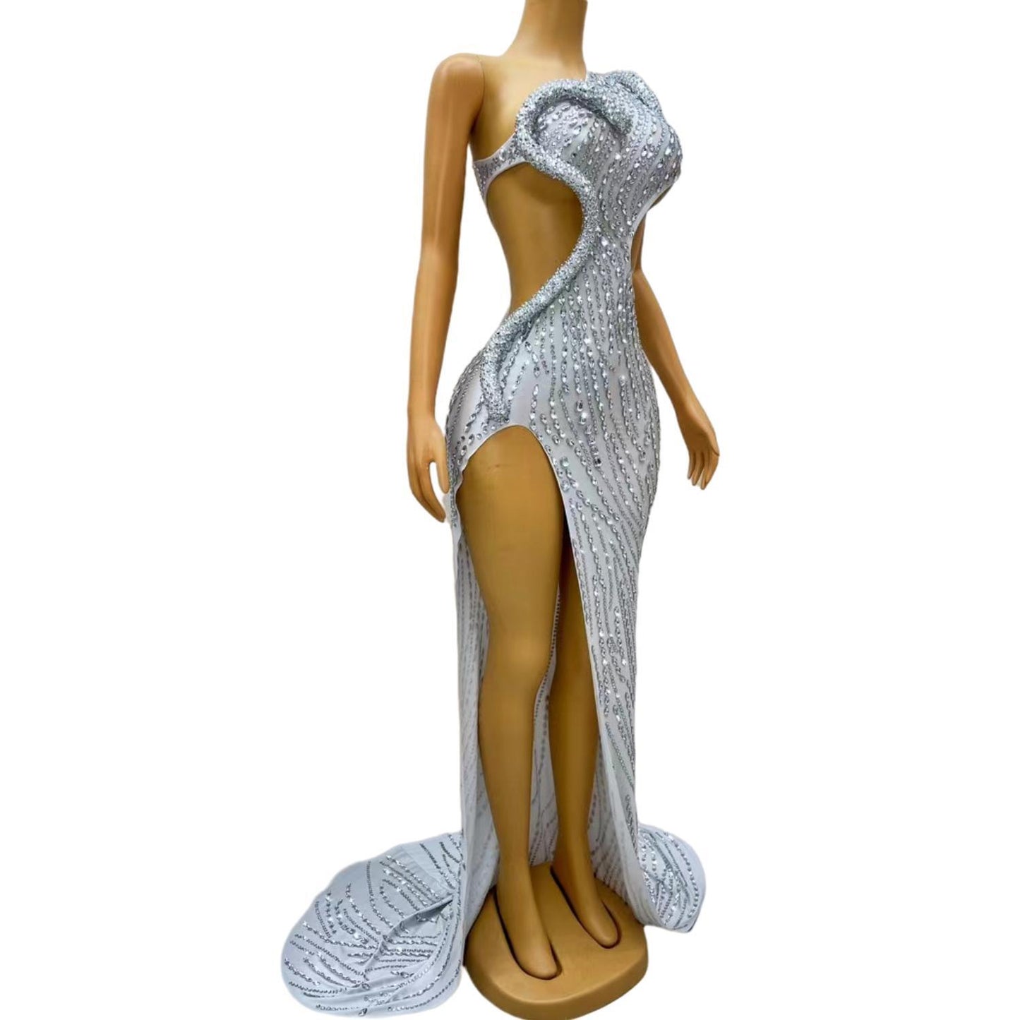 CELESINYI Siluo Crystal White Snake Gown
