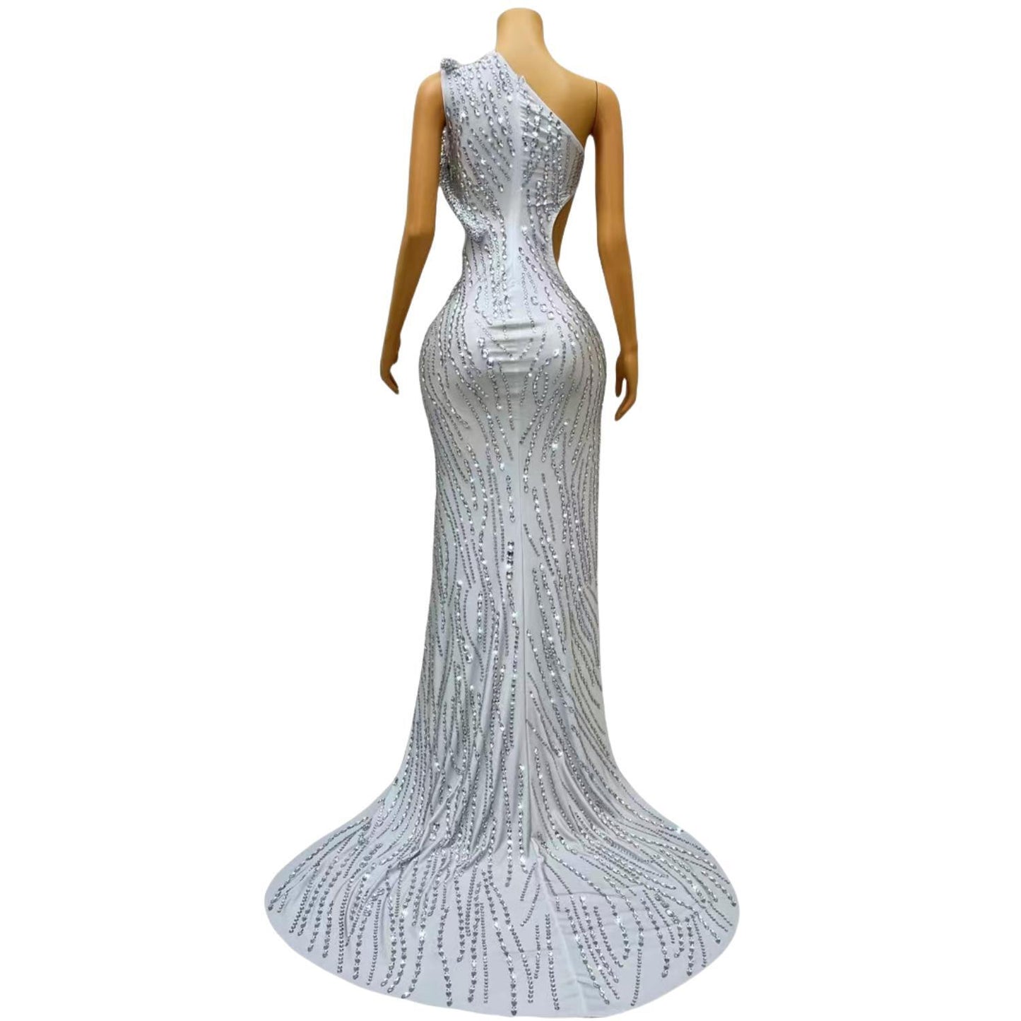 CELESINYI Siluo Crystal White Snake Gown
