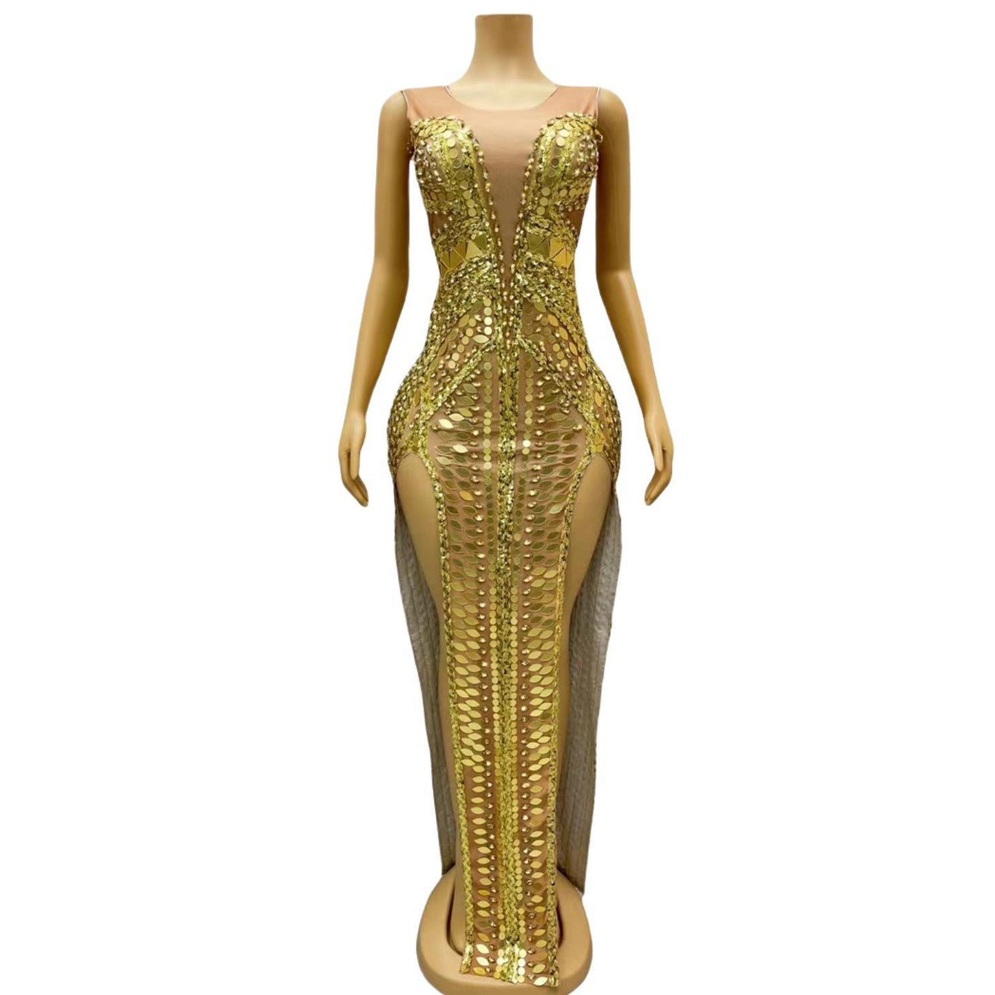 CELESINYI Jinzita Crystal Gold Gown