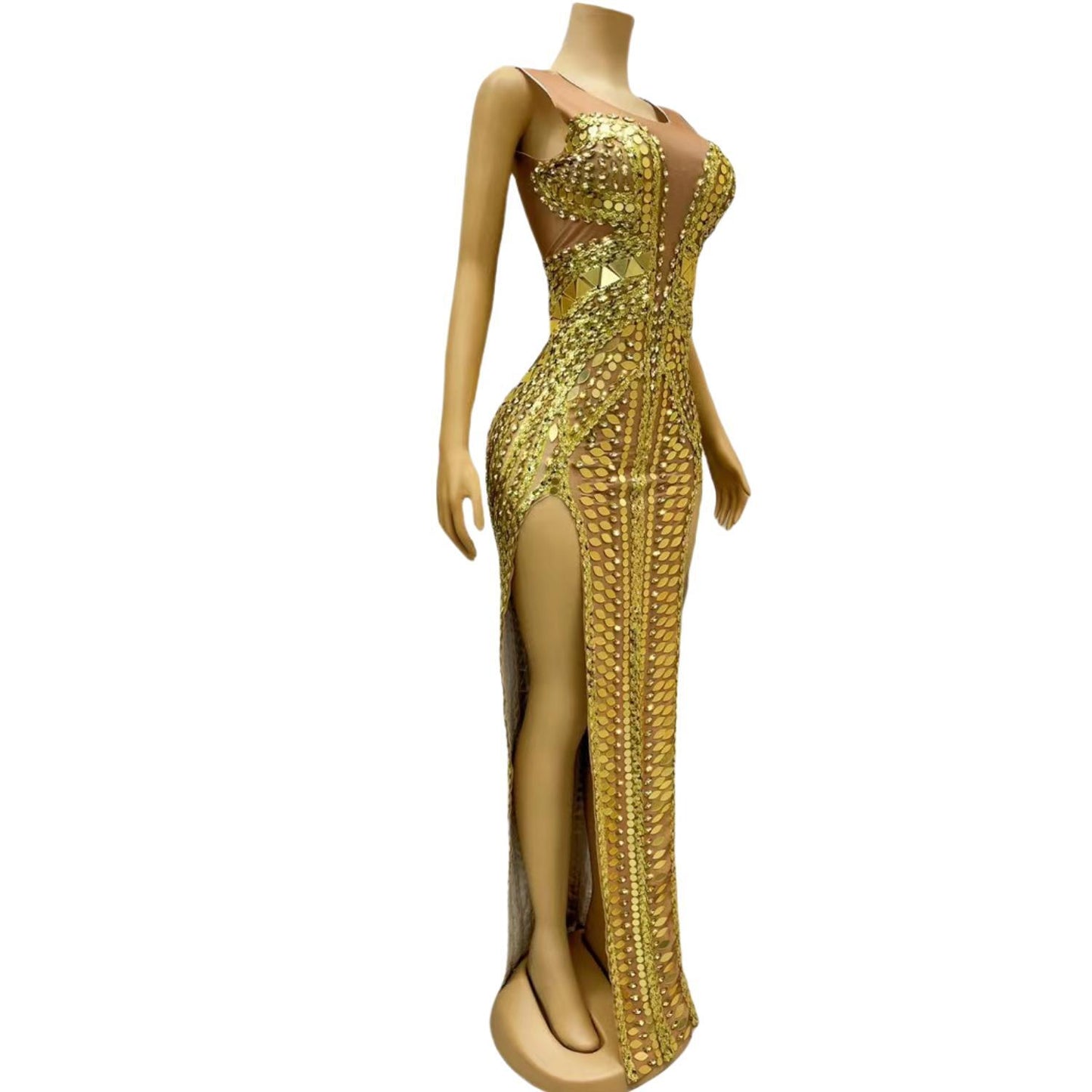 CELESINYI Jinzita Crystal Gold Gown