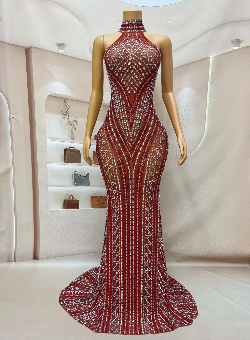 CELESINYI Zhusha Crystal Gown (Red)