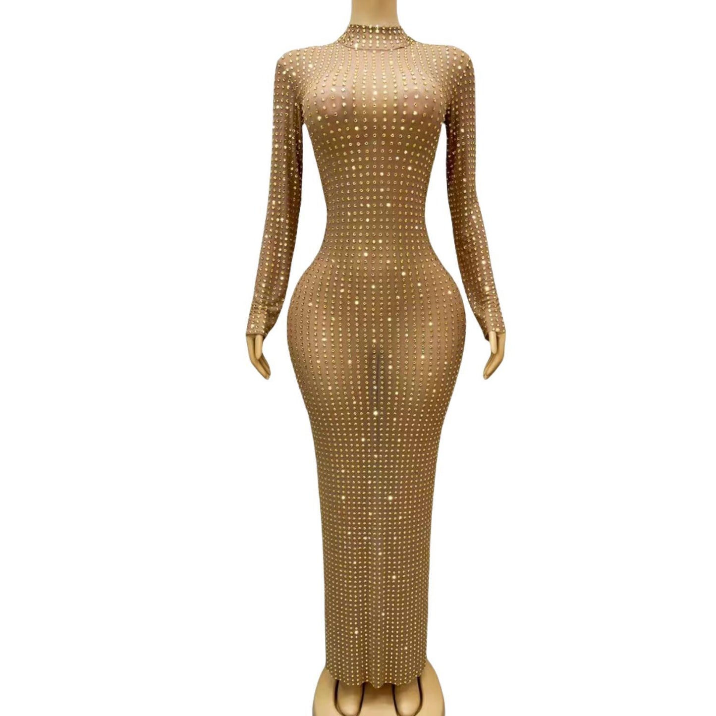 CELESINYI Zuanban Crystal Gold Second Skin Jumpsuit