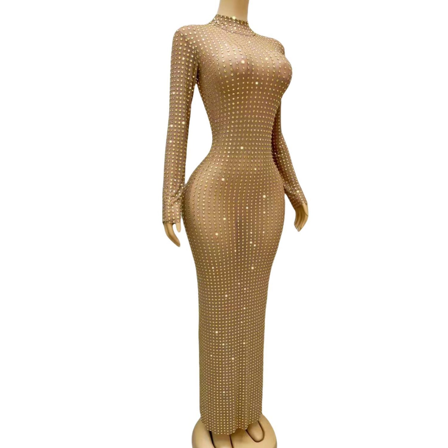 CELESINYI Zuanban Crystal Gold Second Skin Jumpsuit