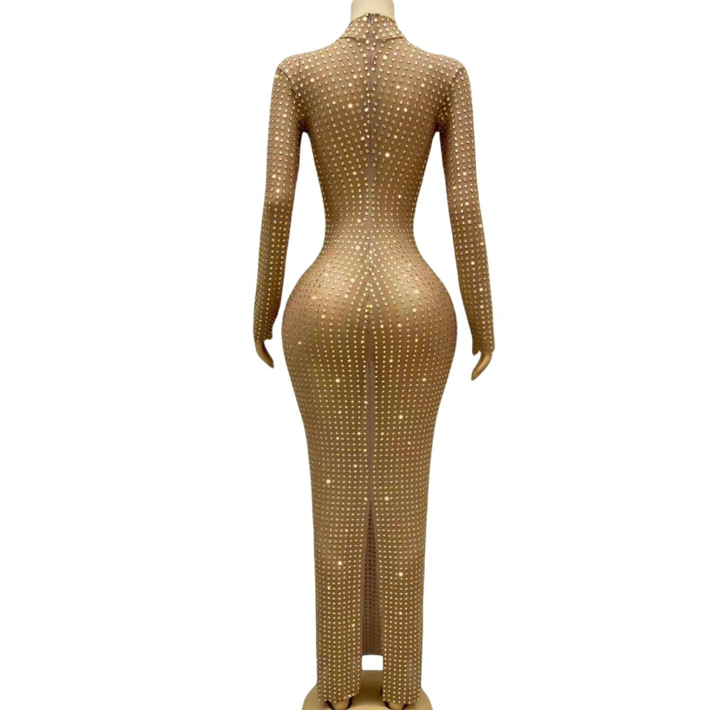CELESINYI Zuanban Crystal Gold Second Skin Jumpsuit