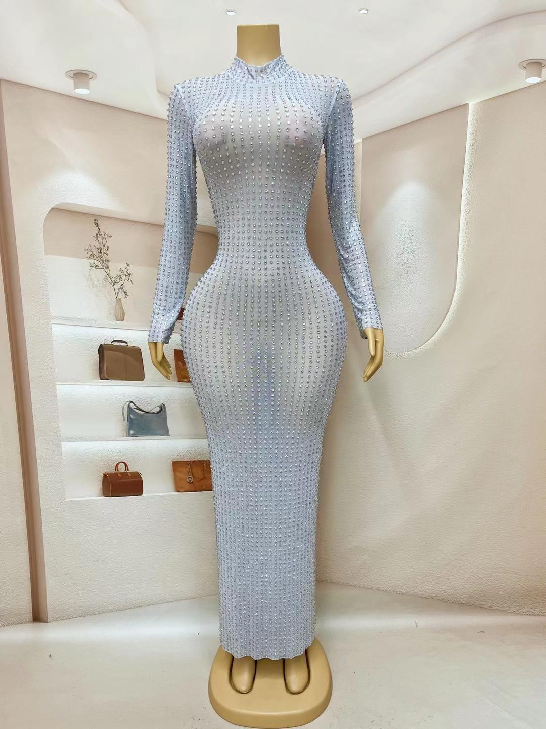CELESINYI Zuanban Crystal Silver Gown