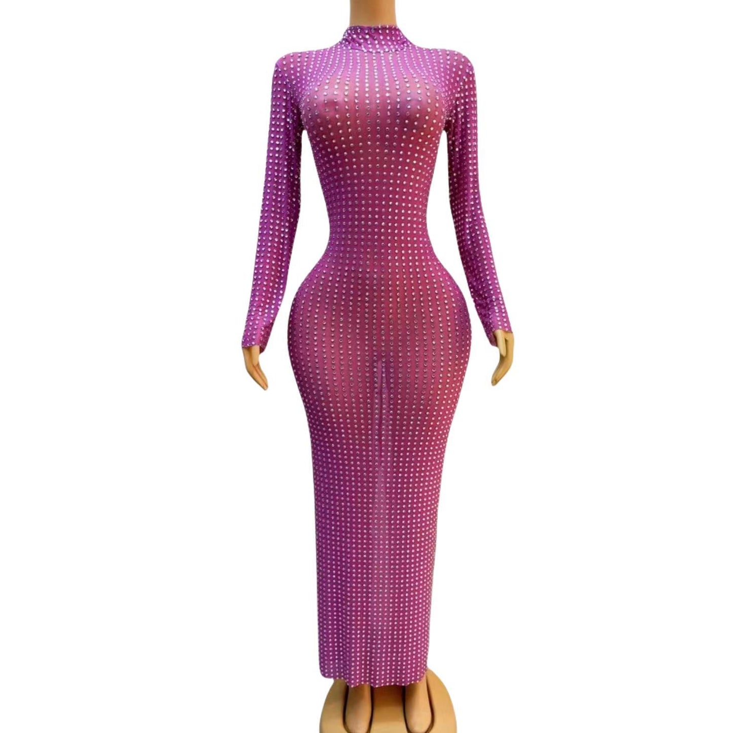 CELESINYI Zuanban Crystal Pink Second Skin Jumpsuit