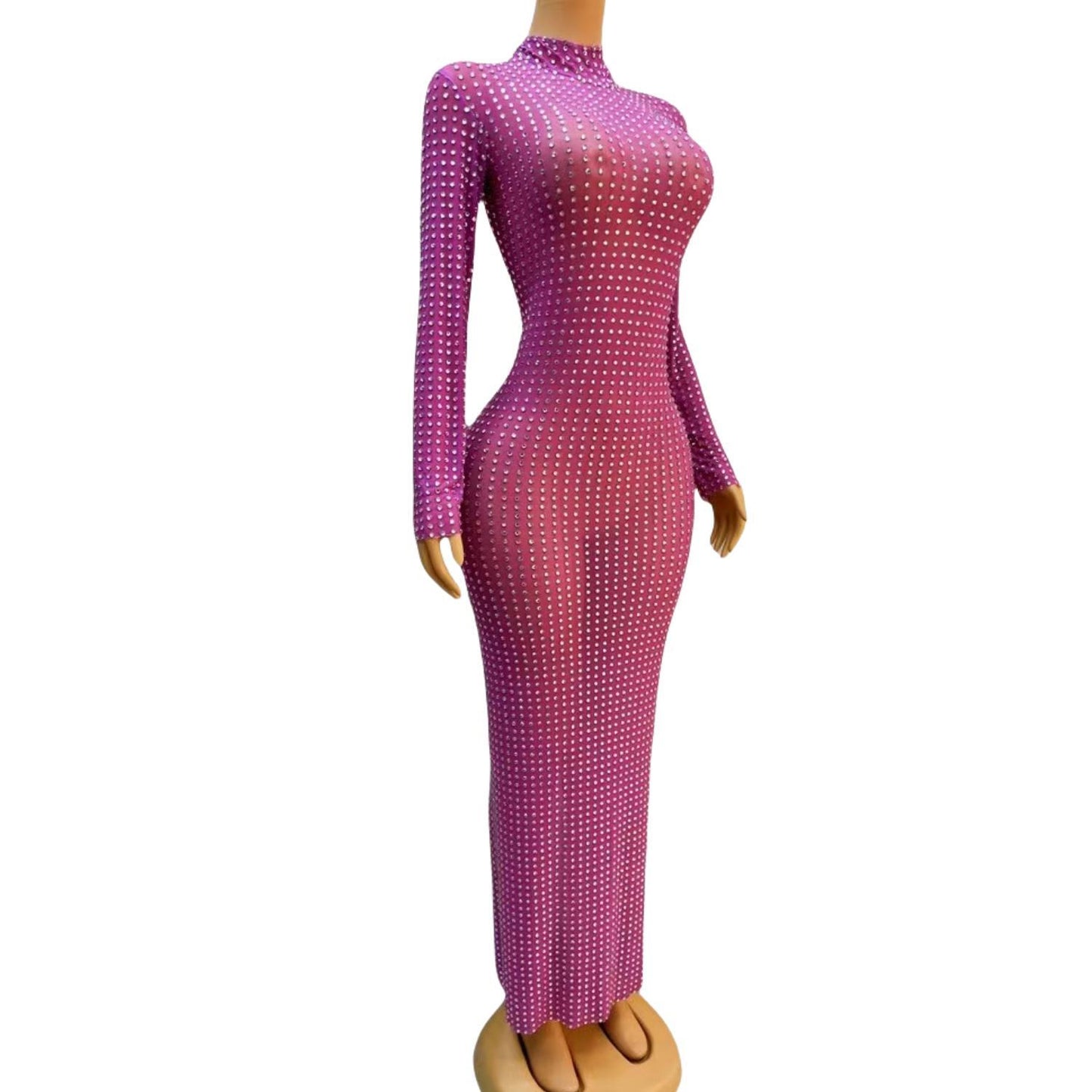 CELESINYI Zuanban Crystal Pink Second Skin Jumpsuit