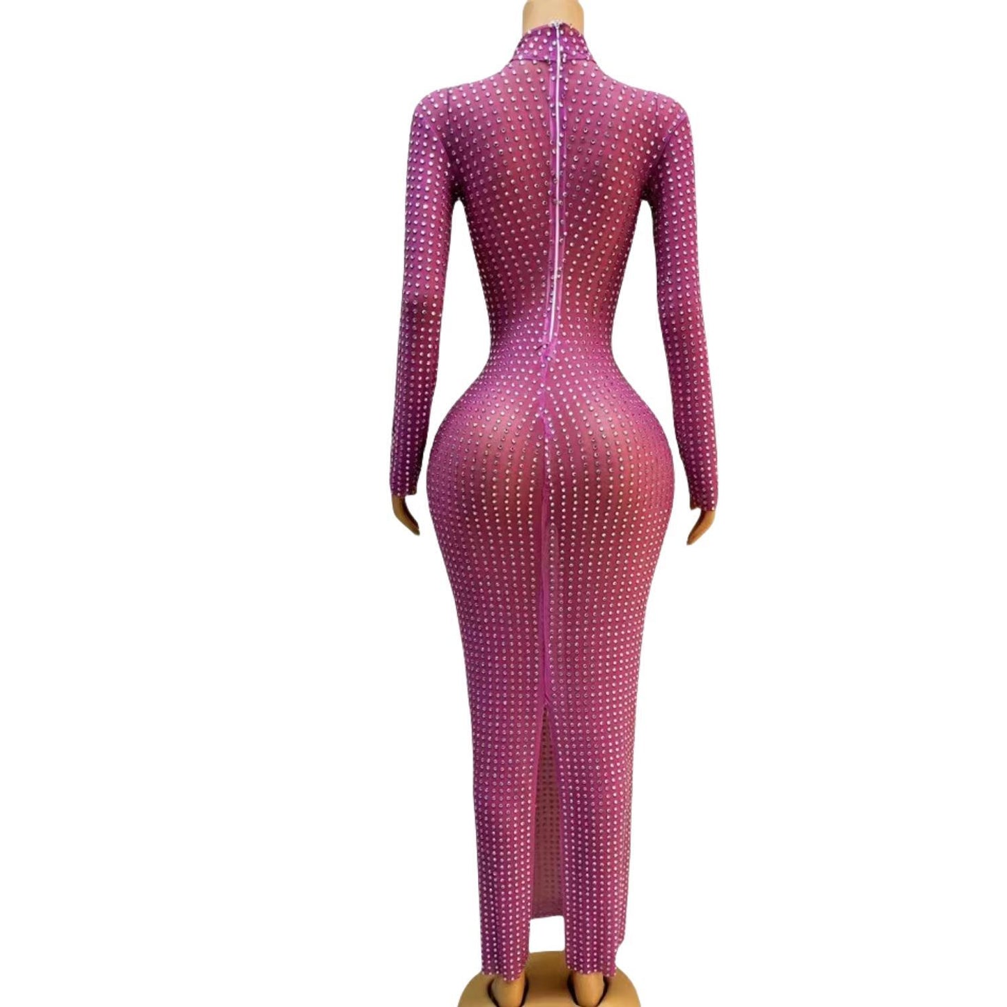 CELESINYI Zuanban Crystal Pink Second Skin Jumpsuit