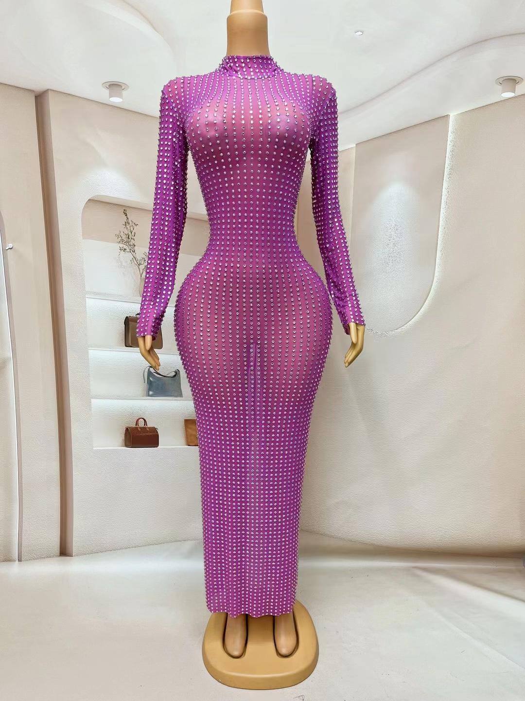 CELESINYI Zuanban Crystal Pink Second Skin Jumpsuit
