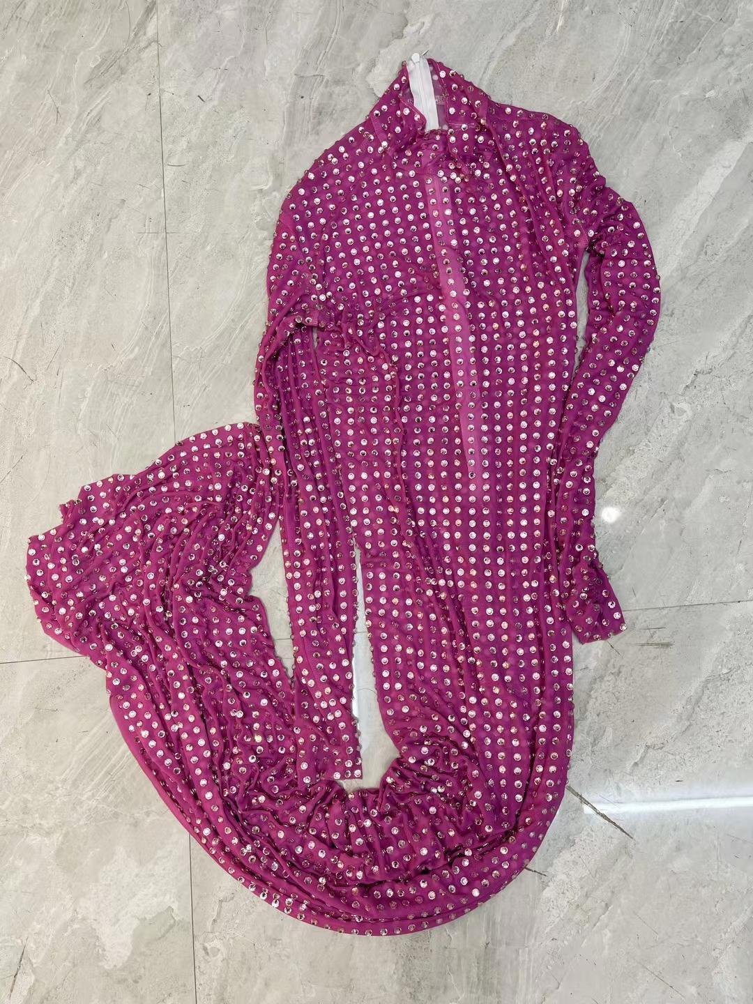 CELESINYI Zuanban Crystal Pink Second Skin Jumpsuit