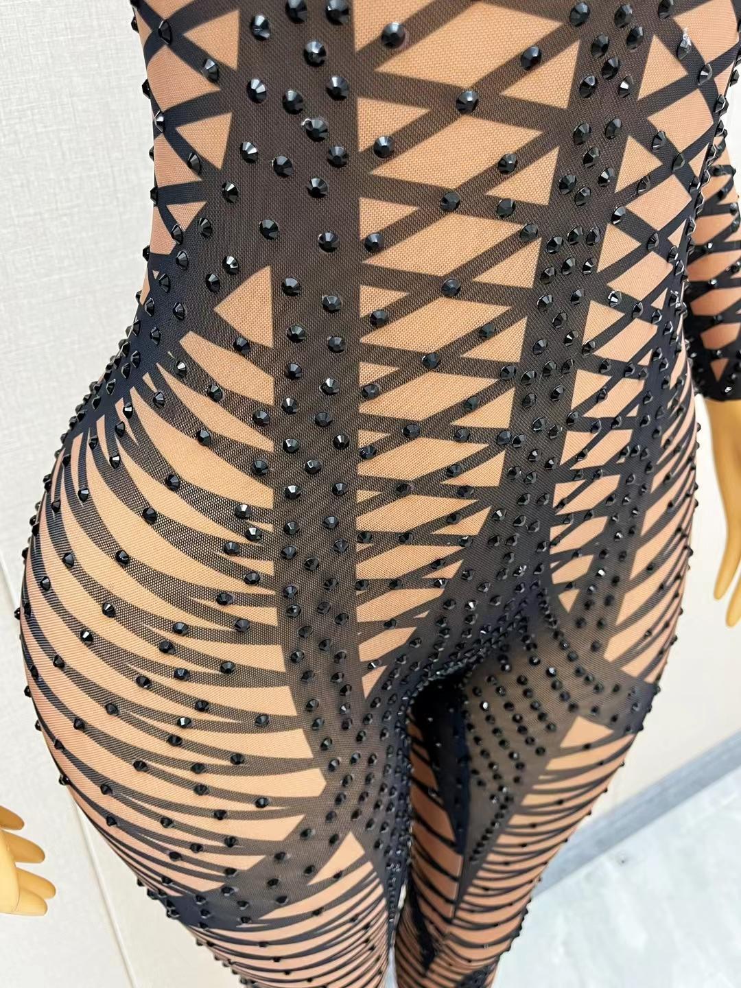 CELESINYI Heicha Crystal Cross Bodysuit