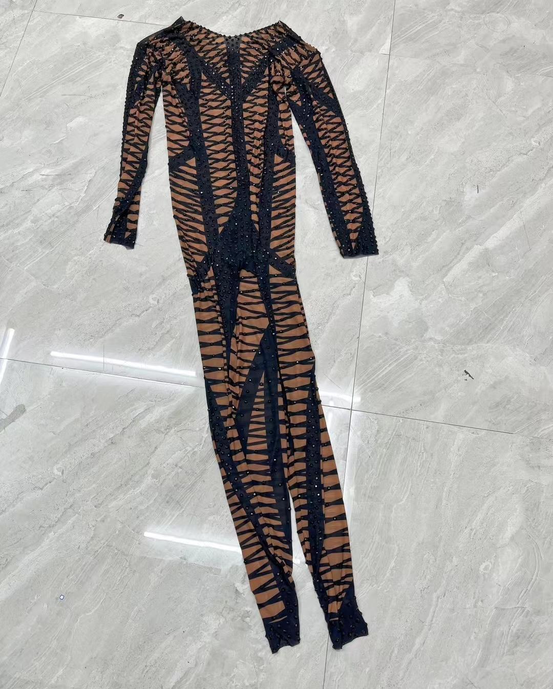 CELESINYI Heicha Crystal Cross Bodysuit