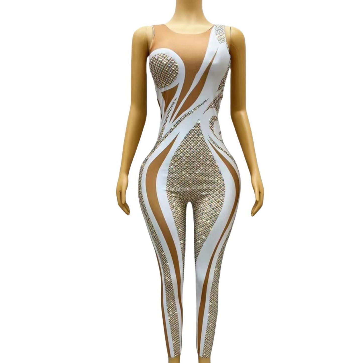 CELESINYI ABcai Crystal AB Art Jumpsuit