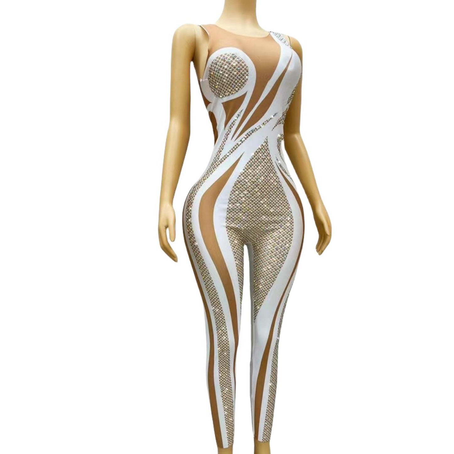 CELESINYI ABcai Crystal AB Art Jumpsuit