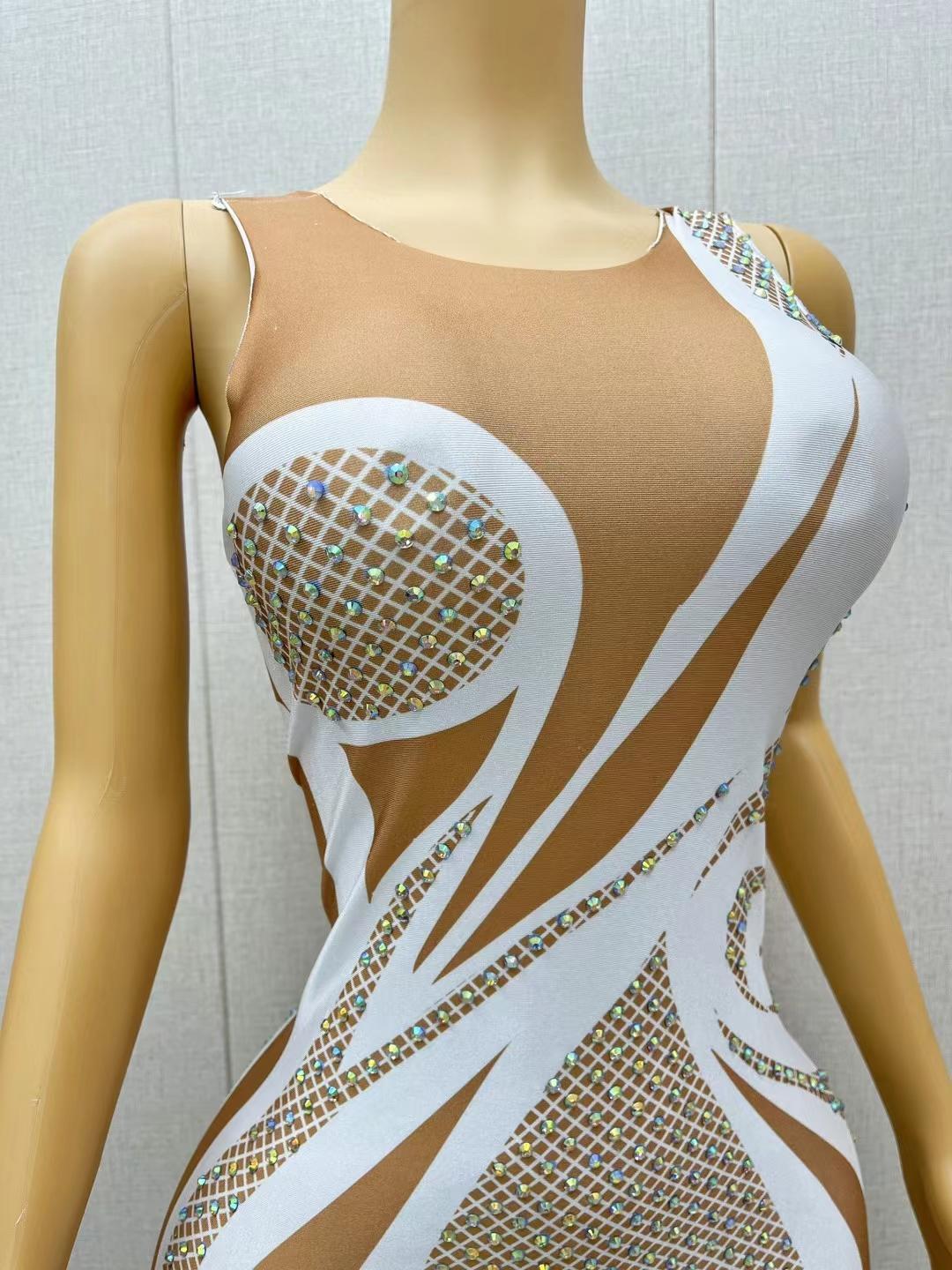 CELESINYI ABcai Crystal AB Art Jumpsuit
