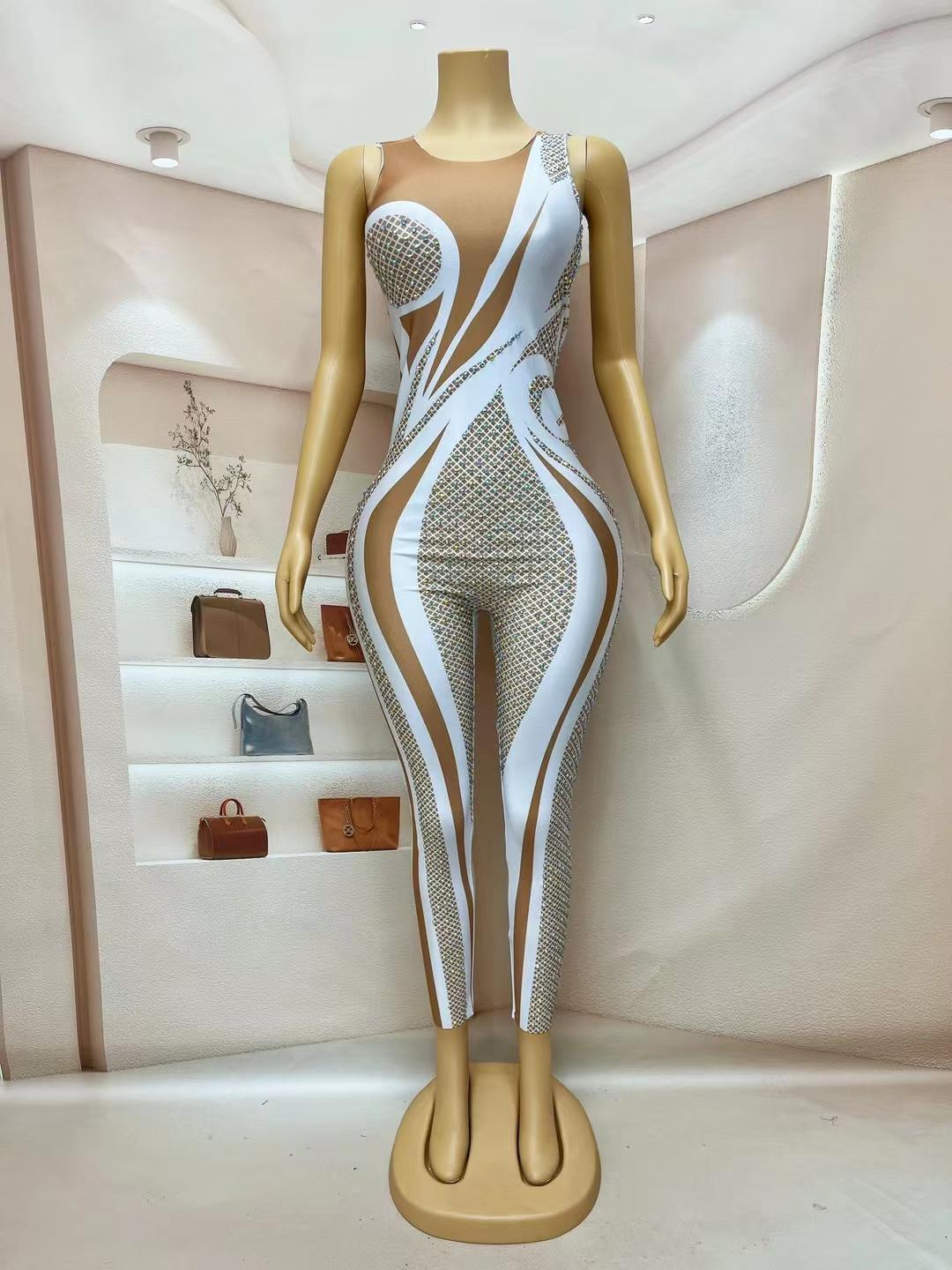 CELESINYI ABcai Crystal AB Art Jumpsuit