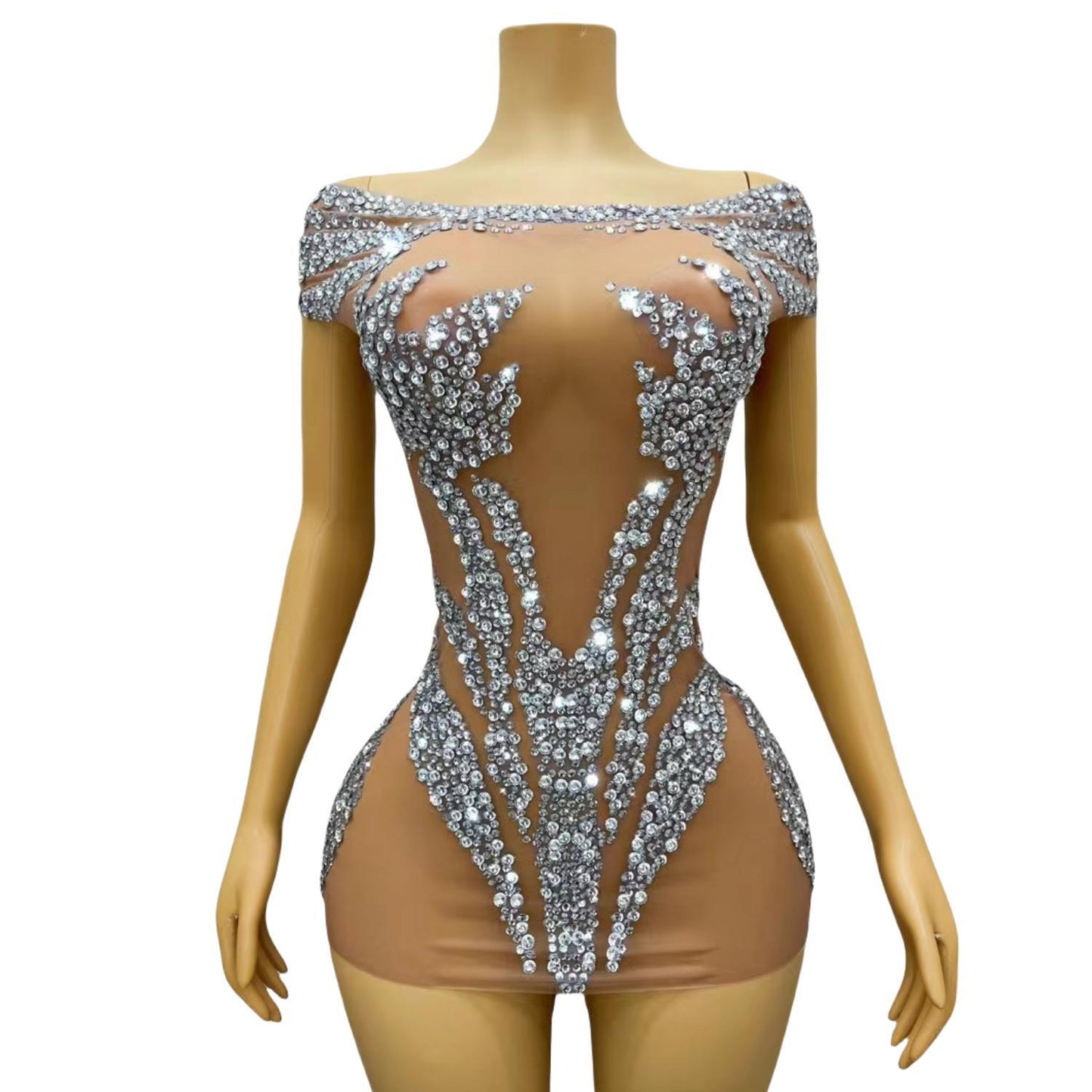 CELESINYI Binglian Crystal Mini Dress