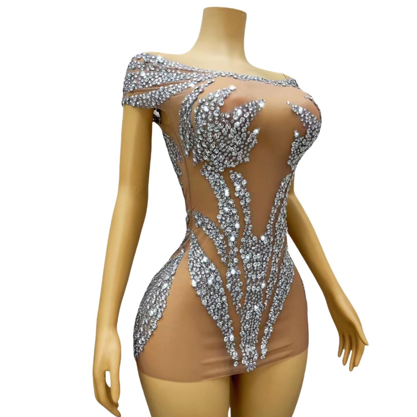 CELESINYI Binglian Crystal Mini Dress