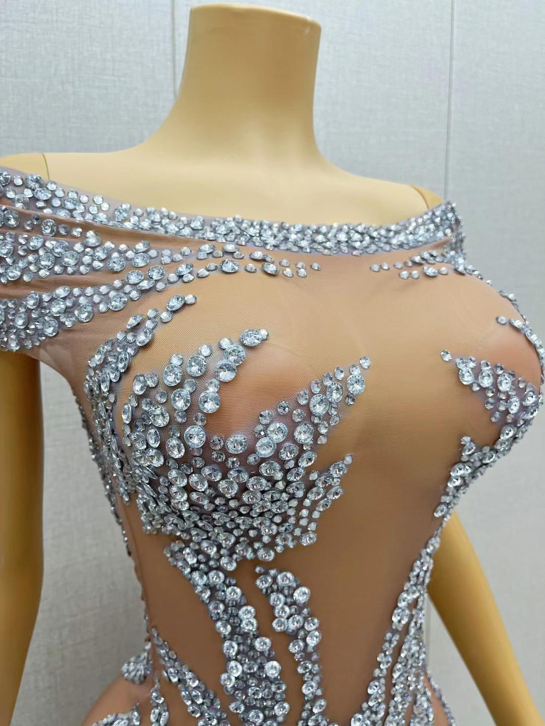 CELESINYI Binglian Crystal Mini Dress