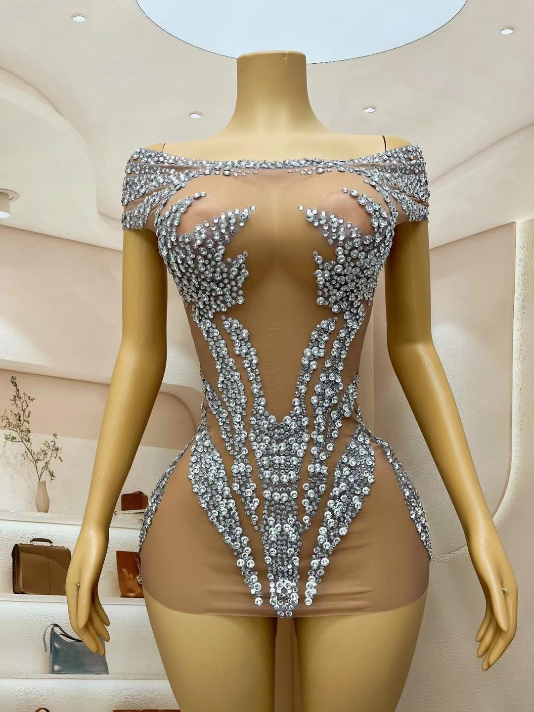 CELESINYI Binglian Crystal Mini Dress