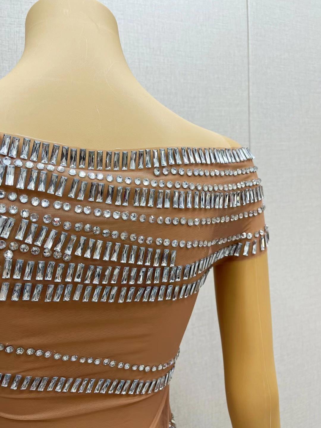 CELESINYI Gangsuo Crystal White Mini Dress