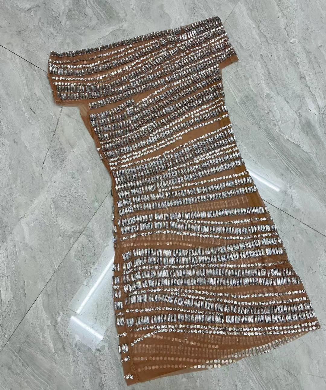 CELESINYI Gangsuo Crystal White Mini Dress