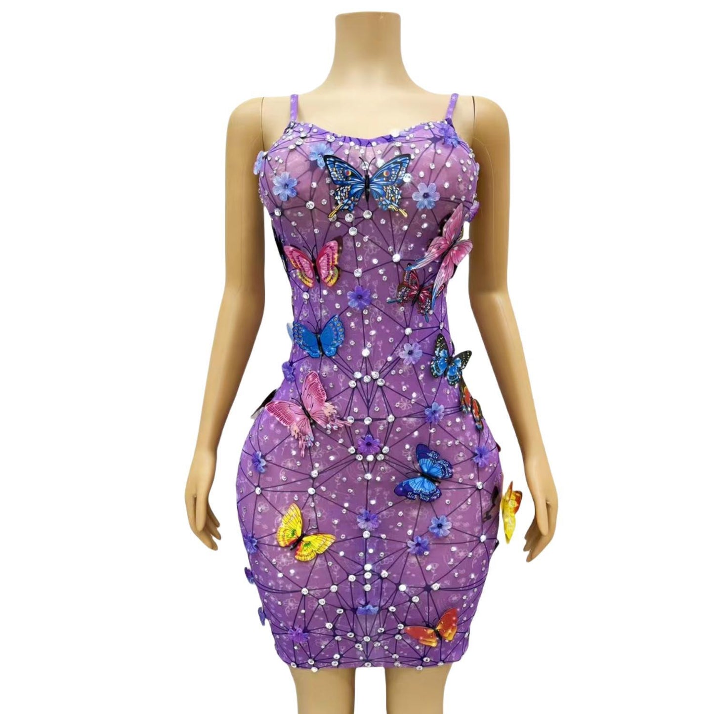 CELESINYI Pudie Crystal Butterfly Bodysuit