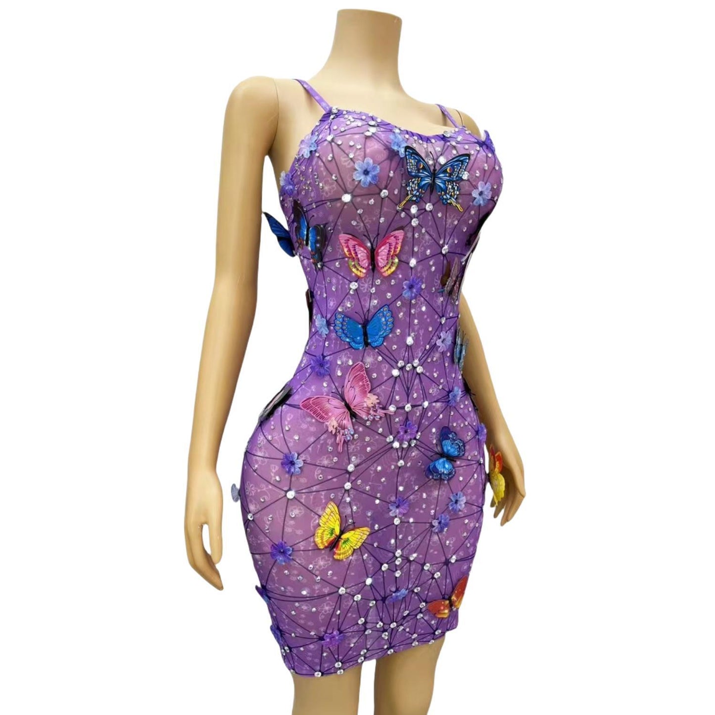CELESINYI Pudie Crystal Butterfly Bodysuit