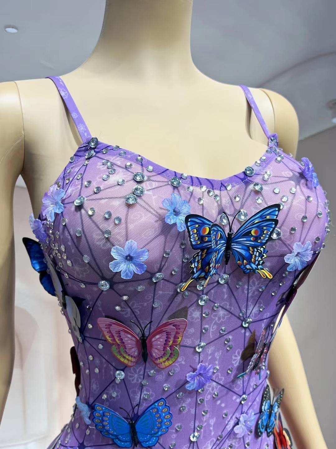 CELESINYI Pudie Crystal Butterfly Bodysuit