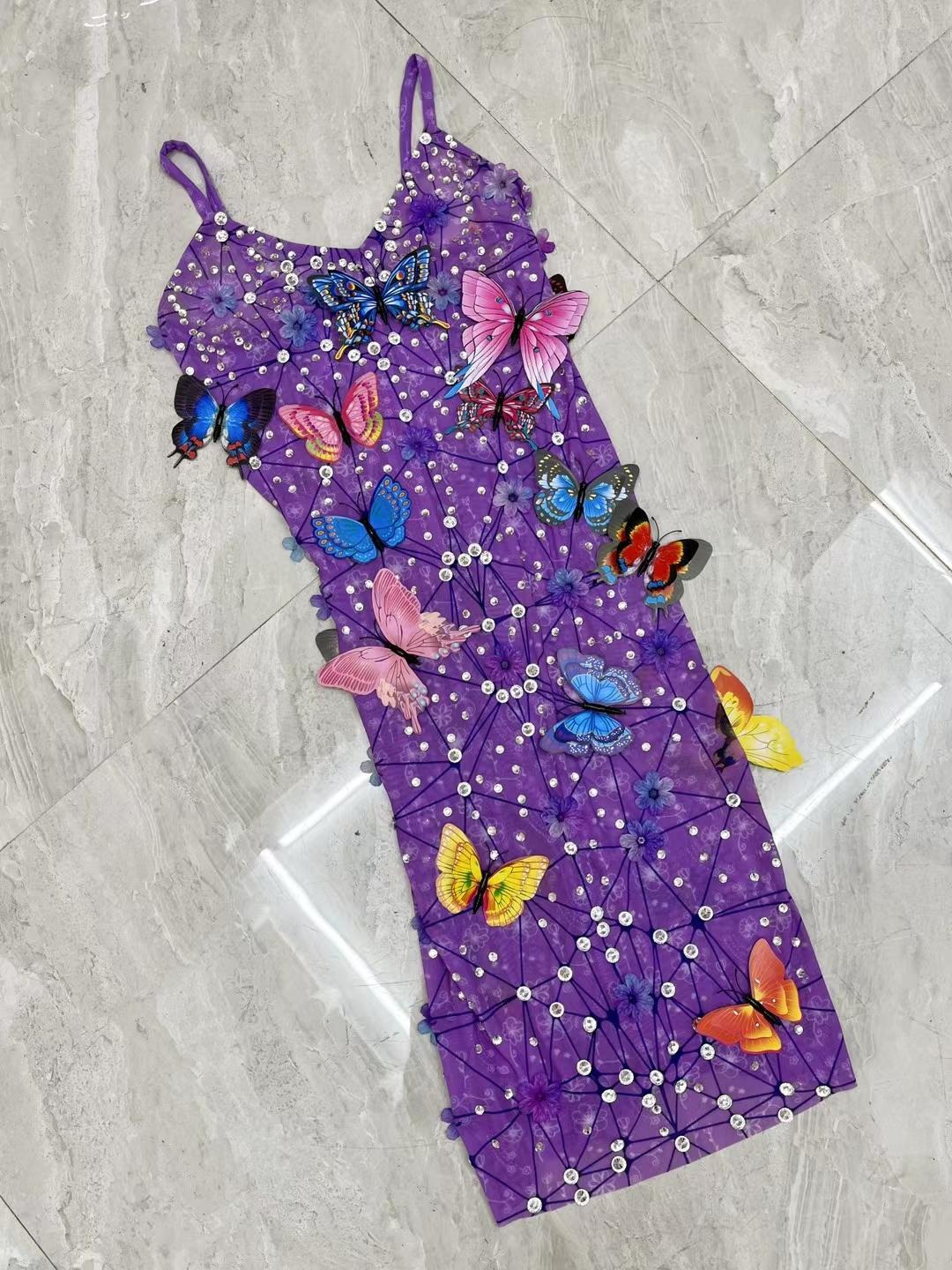 CELESINYI Pudie Crystal Butterfly Bodysuit