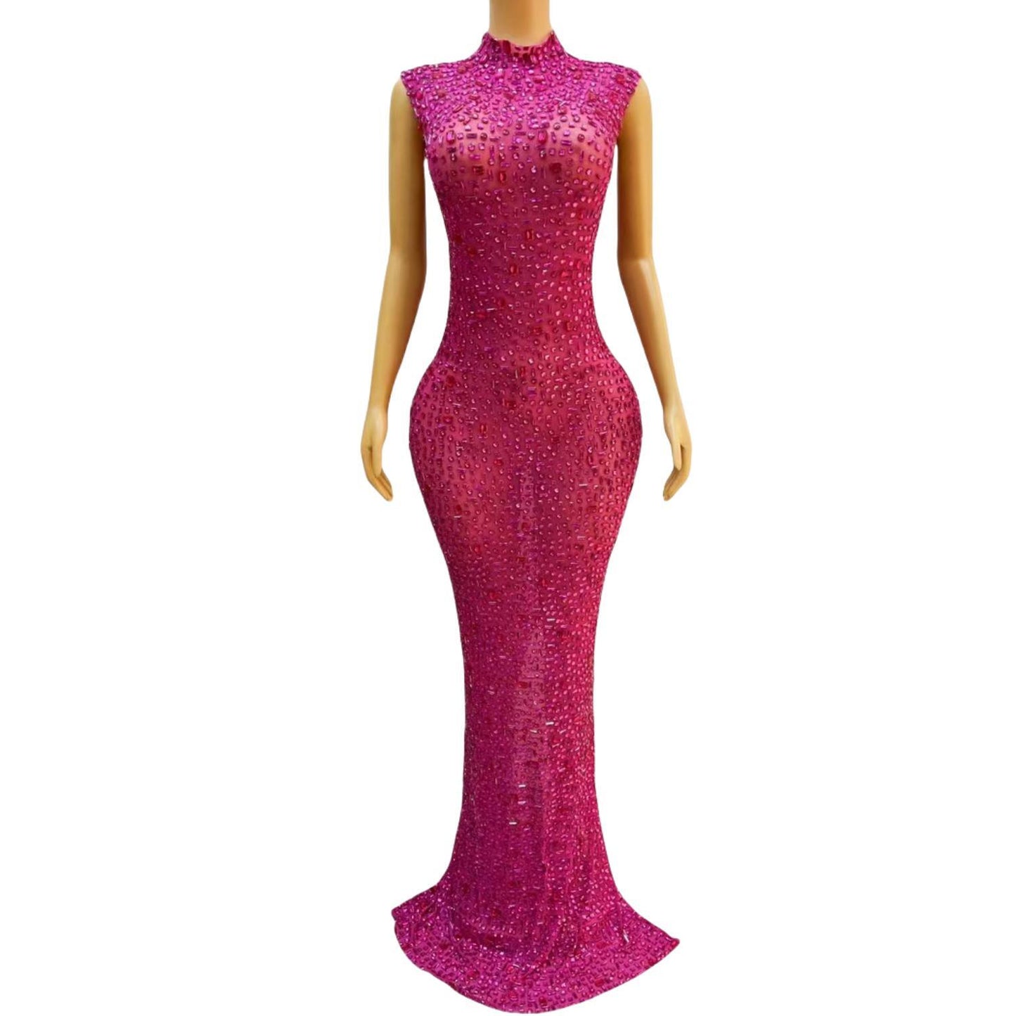 CELESINYI Meihongbei Crystal Rose Mermaid Gown