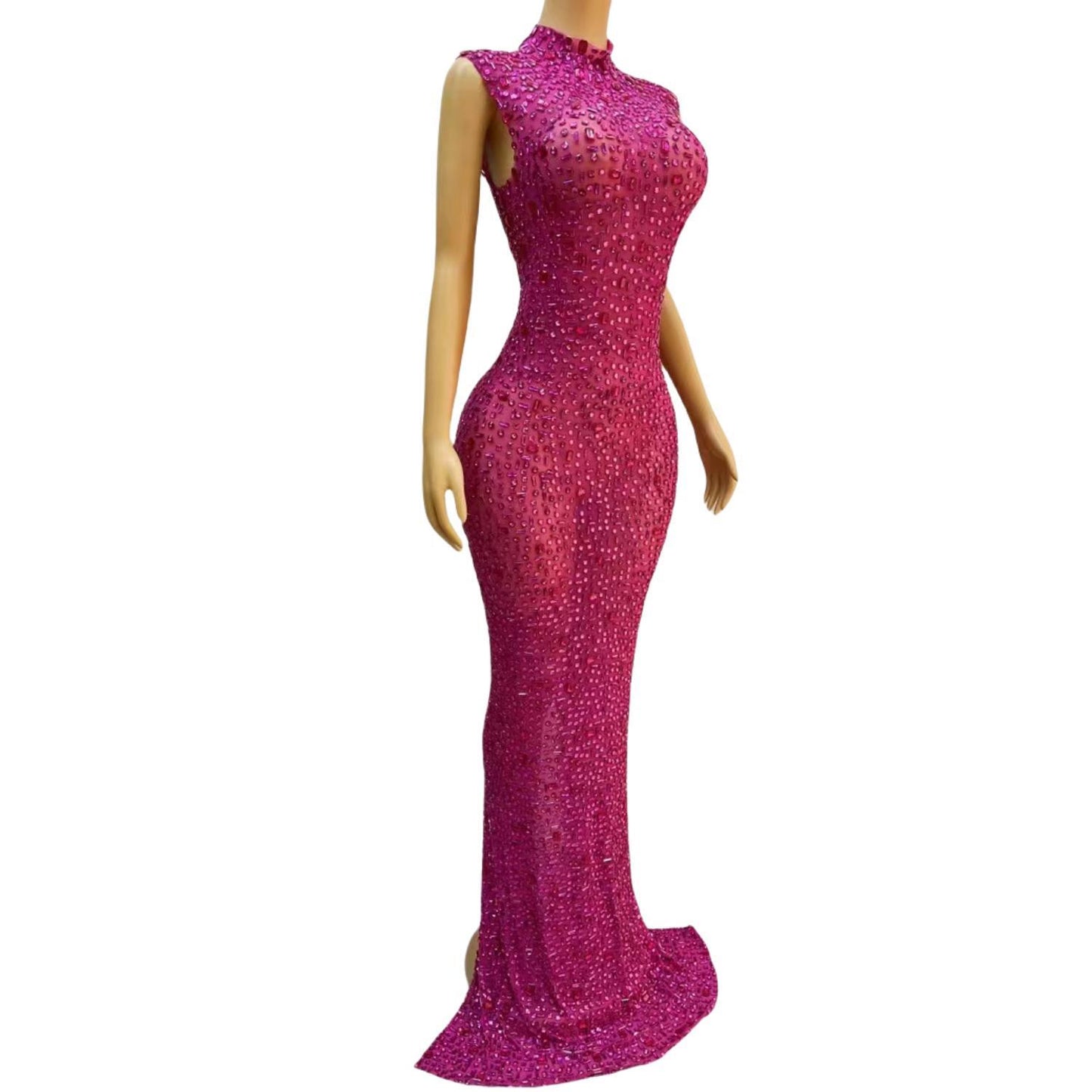 CELESINYI Meihongbei Crystal Rose Mermaid Gown