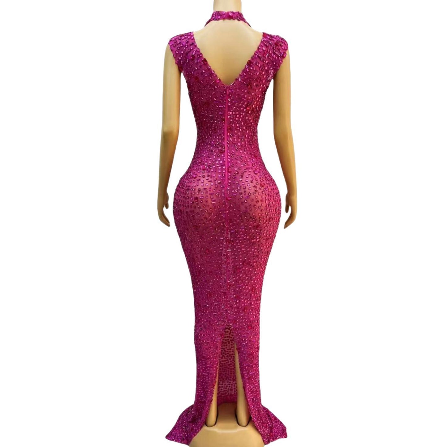 CELESINYI Meihongbei Crystal Rose Mermaid Gown