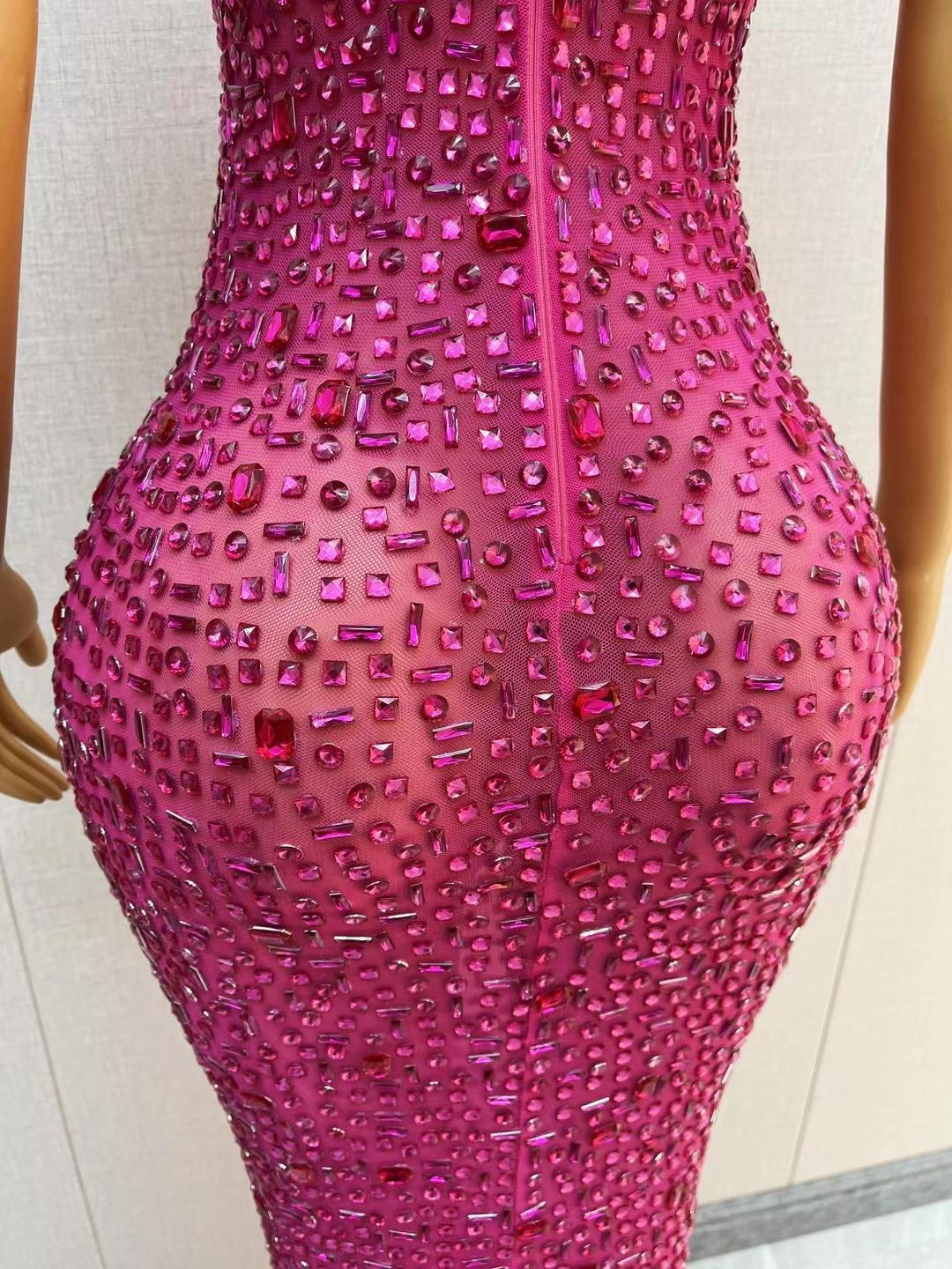 CELESINYI Meihongbei Crystal Rose Mermaid Gown