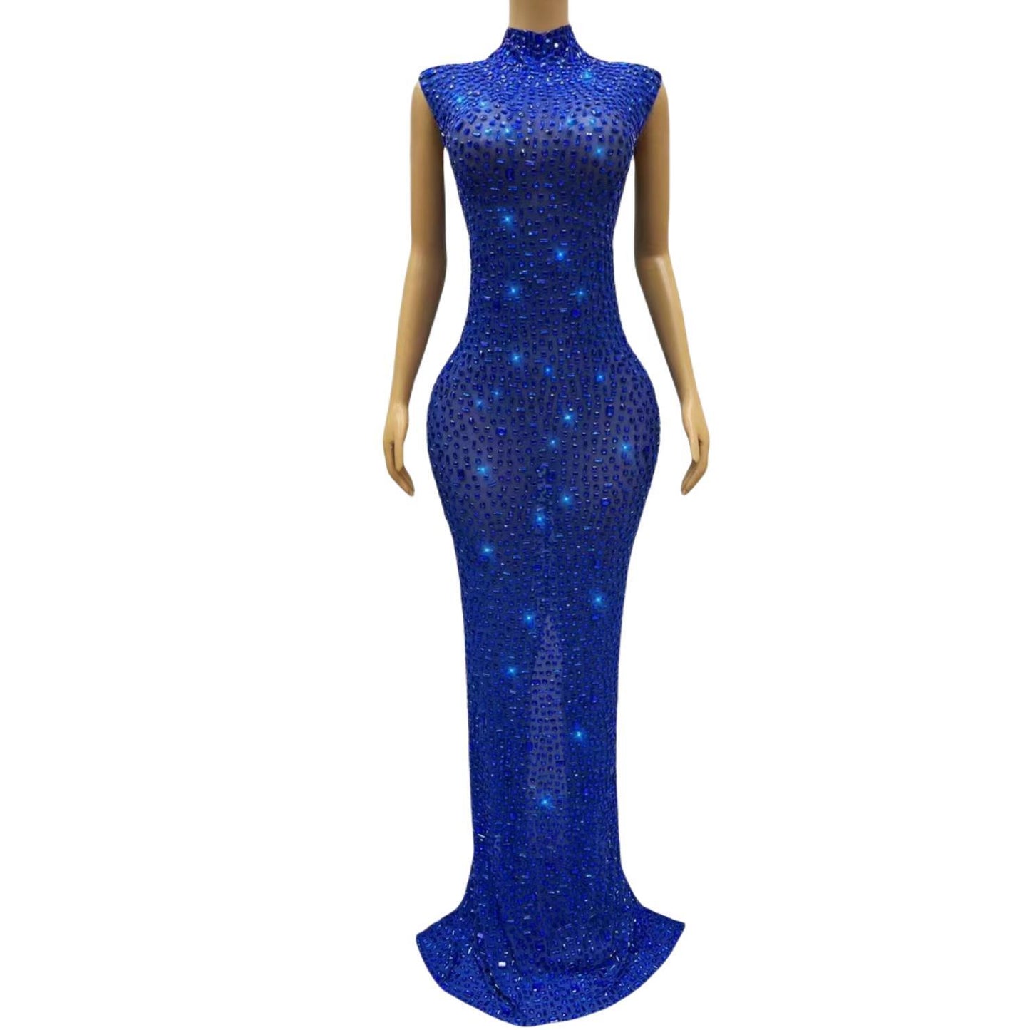 CELESINYI Lanbei Crystal Blue Mermaid Gown