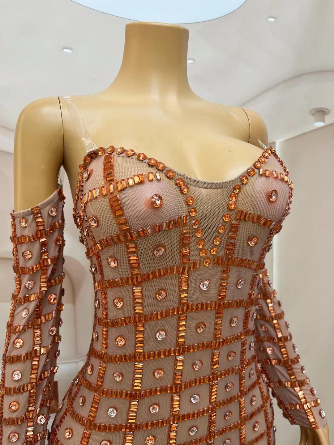 CELESINYI Xingdiandian Crystal Dot Mini Dress
