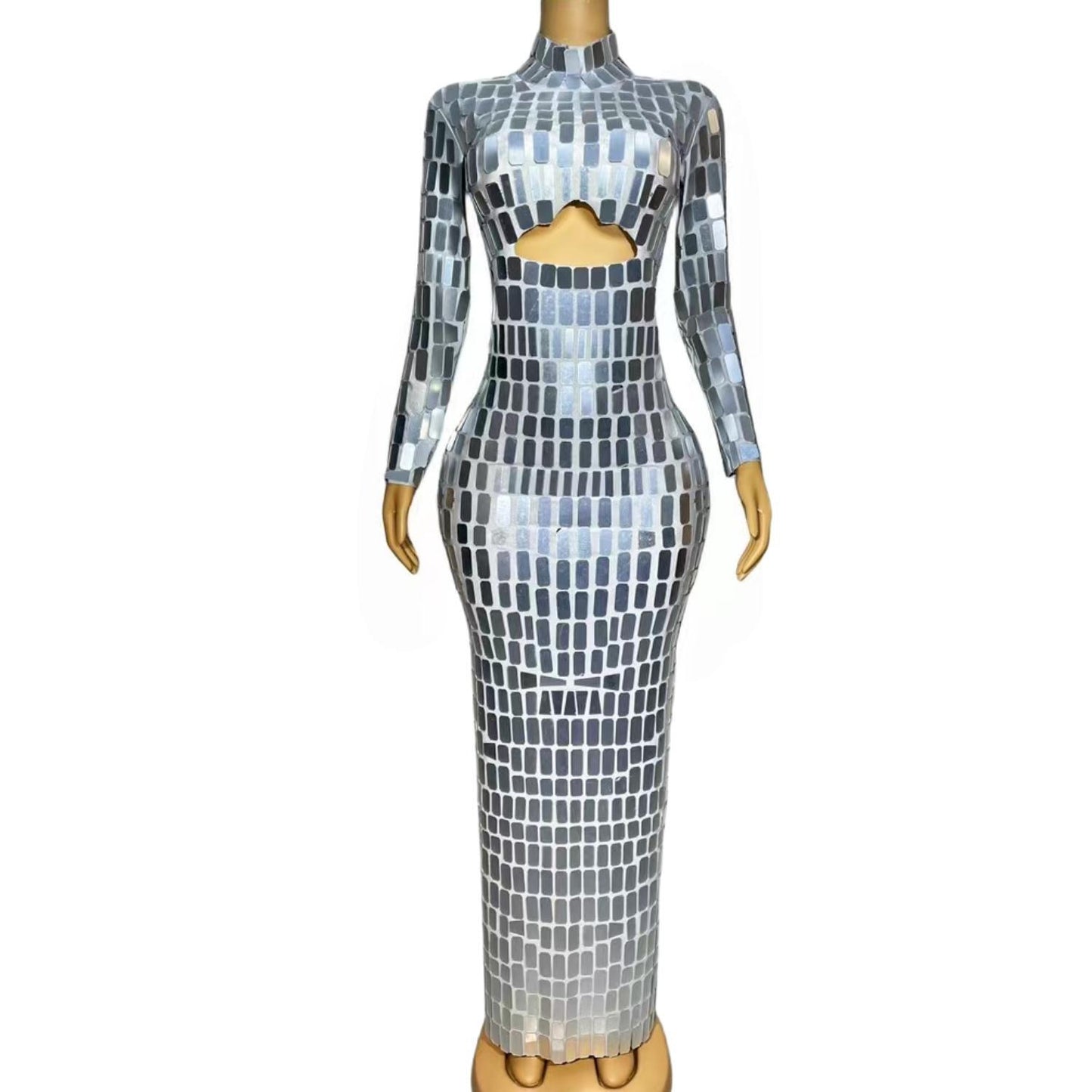 CELESINYI Jinlvyi Crystal Mirror Mini Dress
