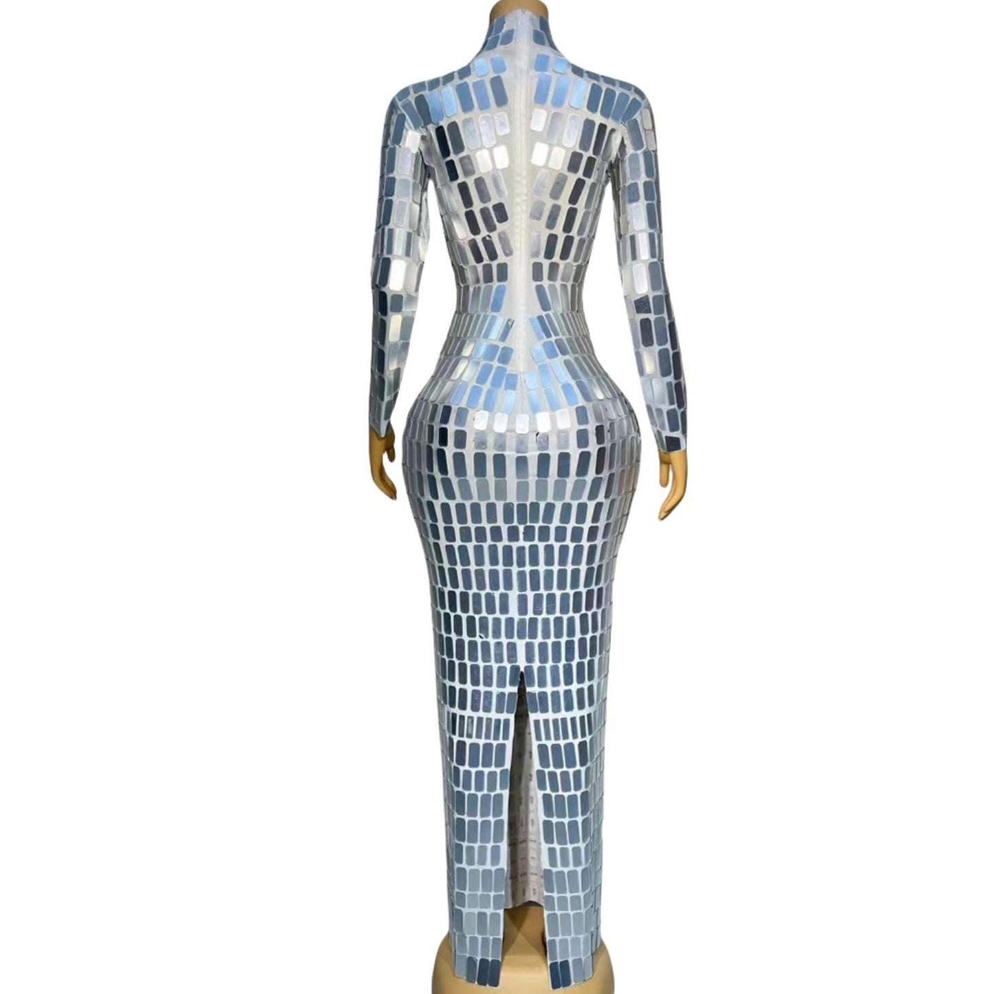 CELESINYI Jinlvyi Crystal Mirror Mini Dress