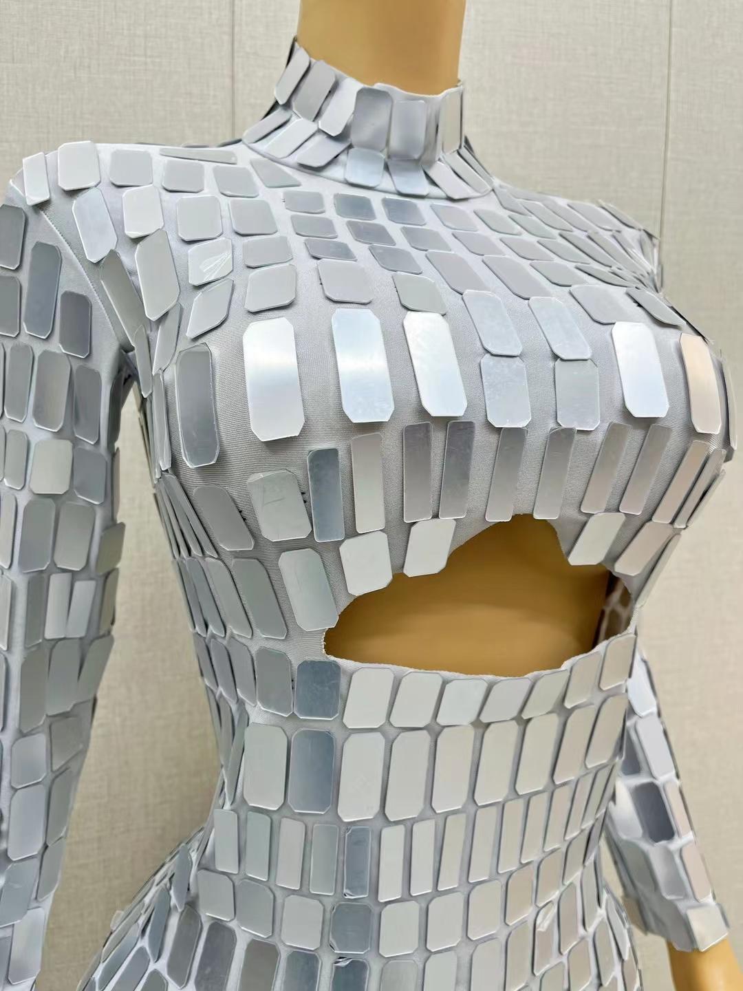 CELESINYI Jinlvyi Crystal Mirror Mini Dress