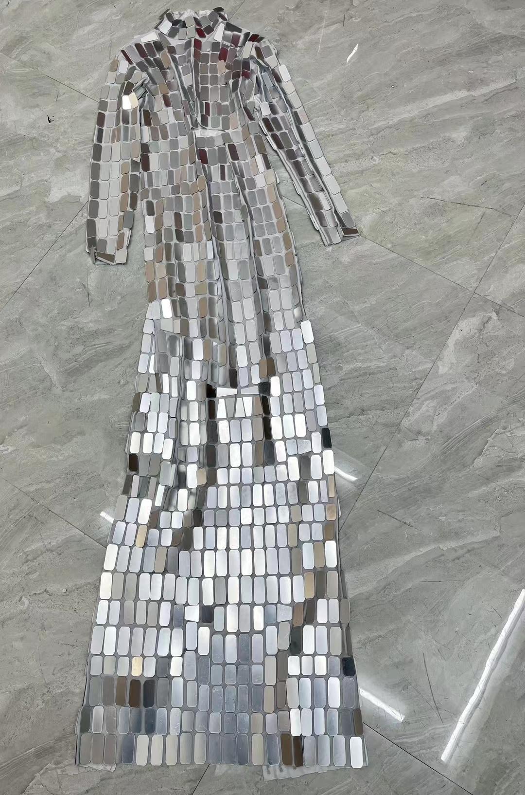 CELESINYI Jinlvyi Crystal Mirror Mini Dress
