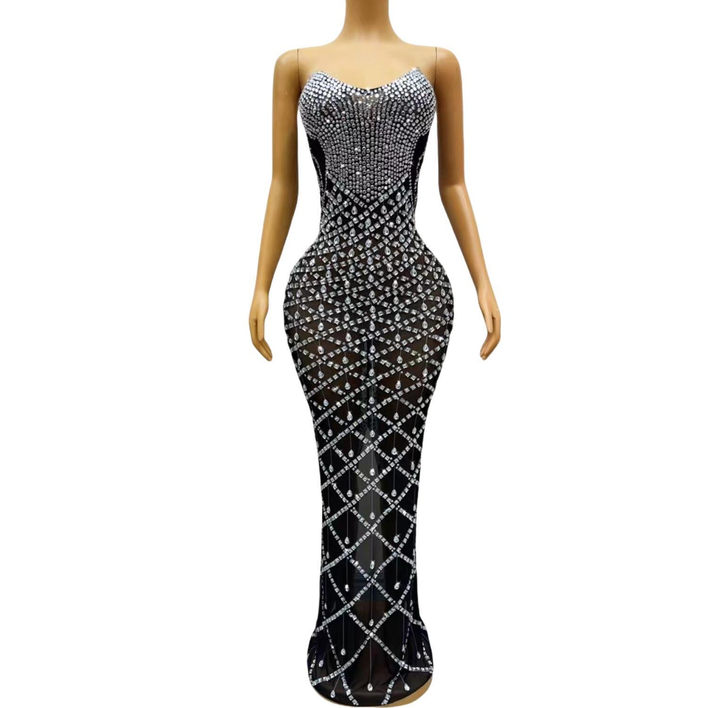 CELESINYI Xiaoyudi Crystal Rain Mini Dress