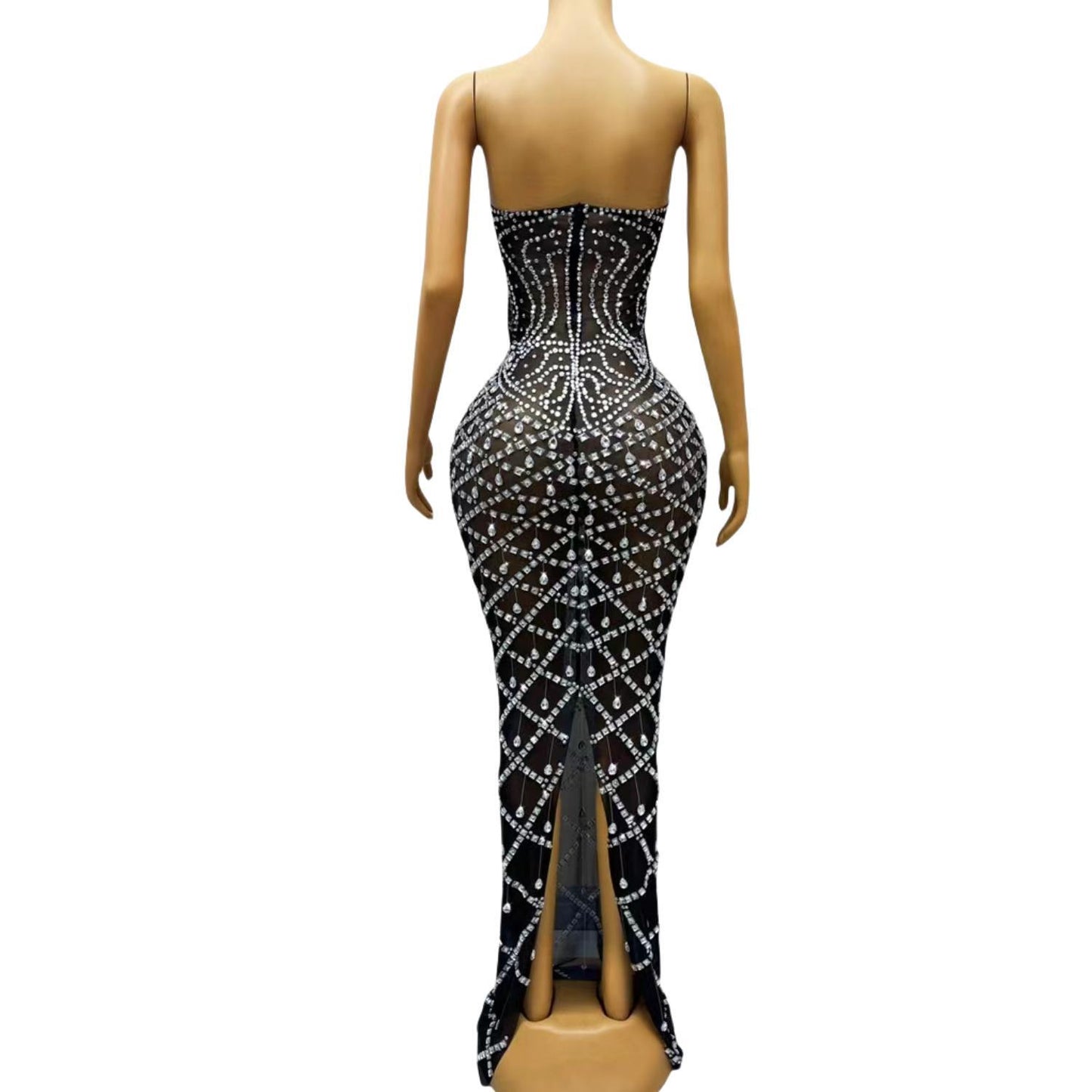 CELESINYI Xiaoyudi Crystal Rain Mini Dress