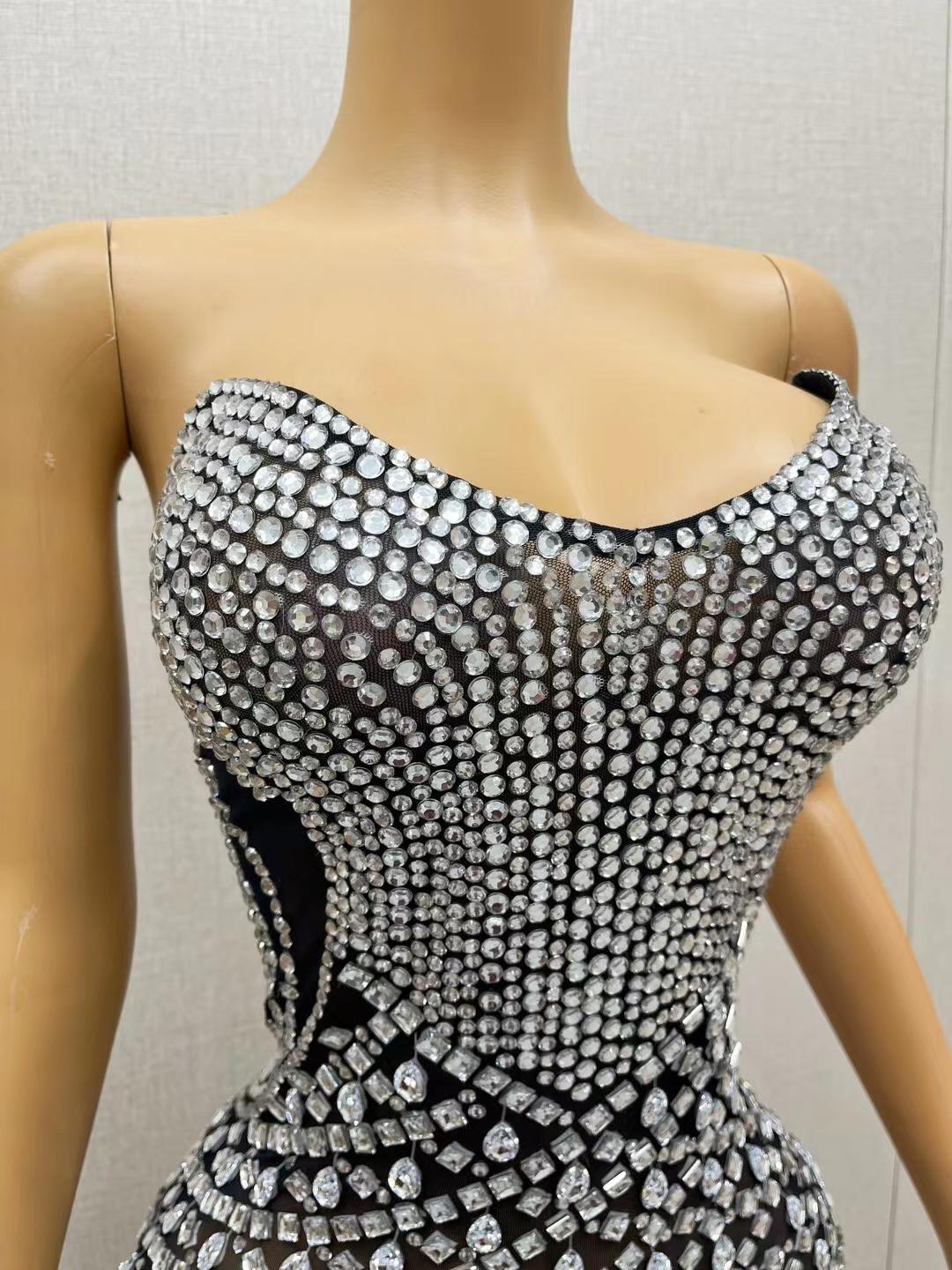 CELESINYI Xiaoyudi Crystal Rain Mini Dress