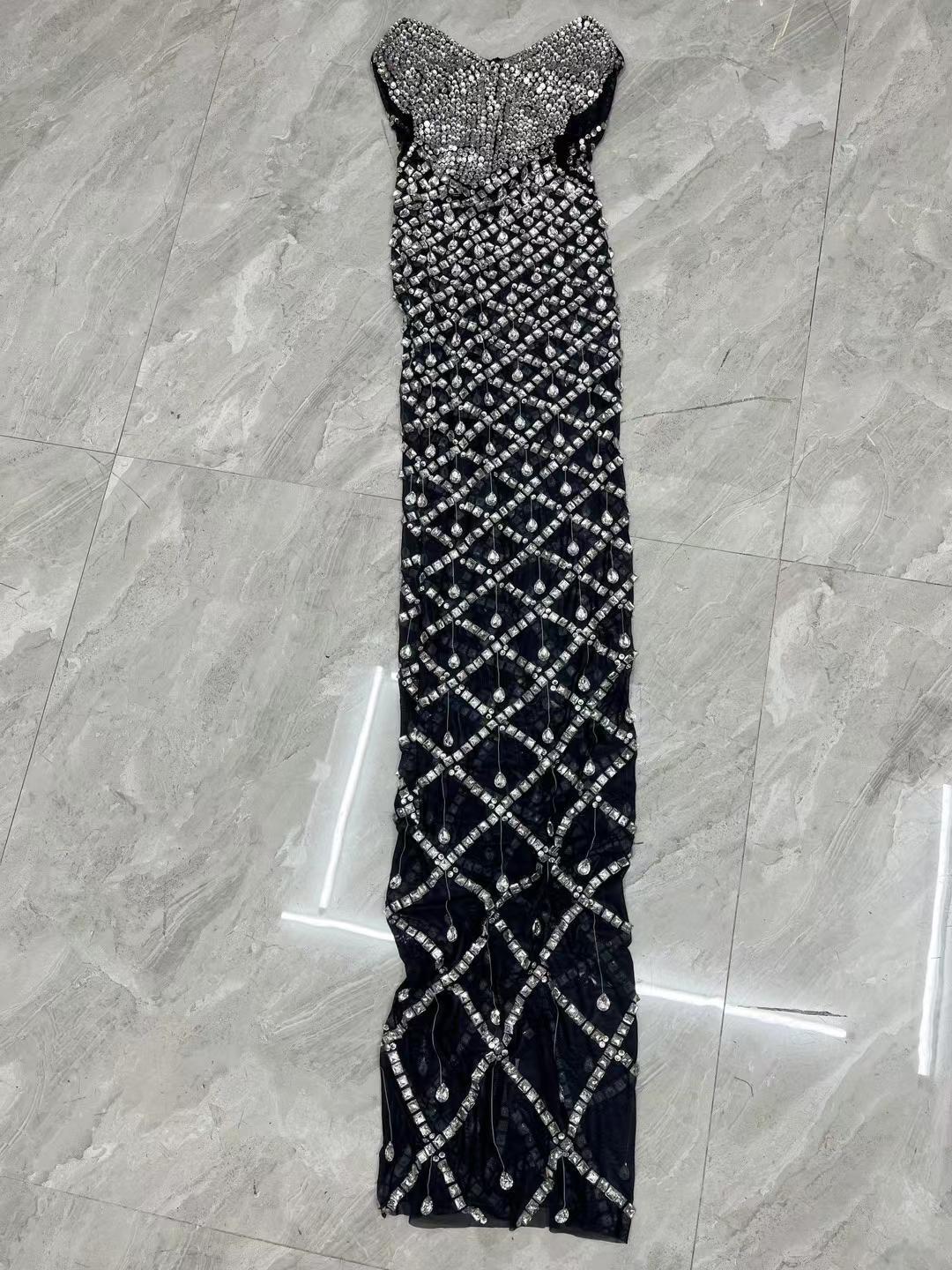 CELESINYI Xiaoyudi Crystal Rain Mini Dress