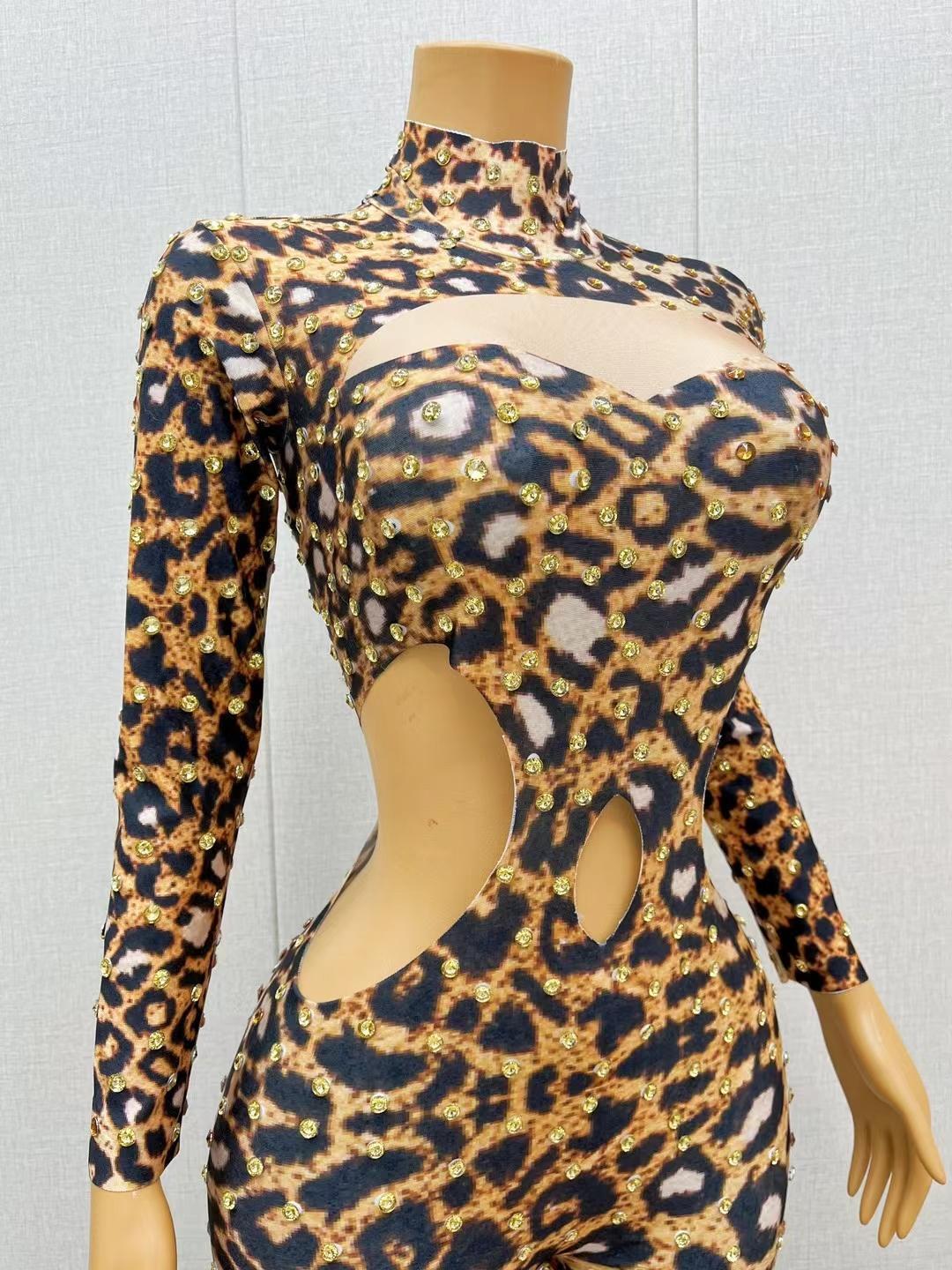 CELESINYI Xiaohuabao Crystal Leopard Bodysuit
