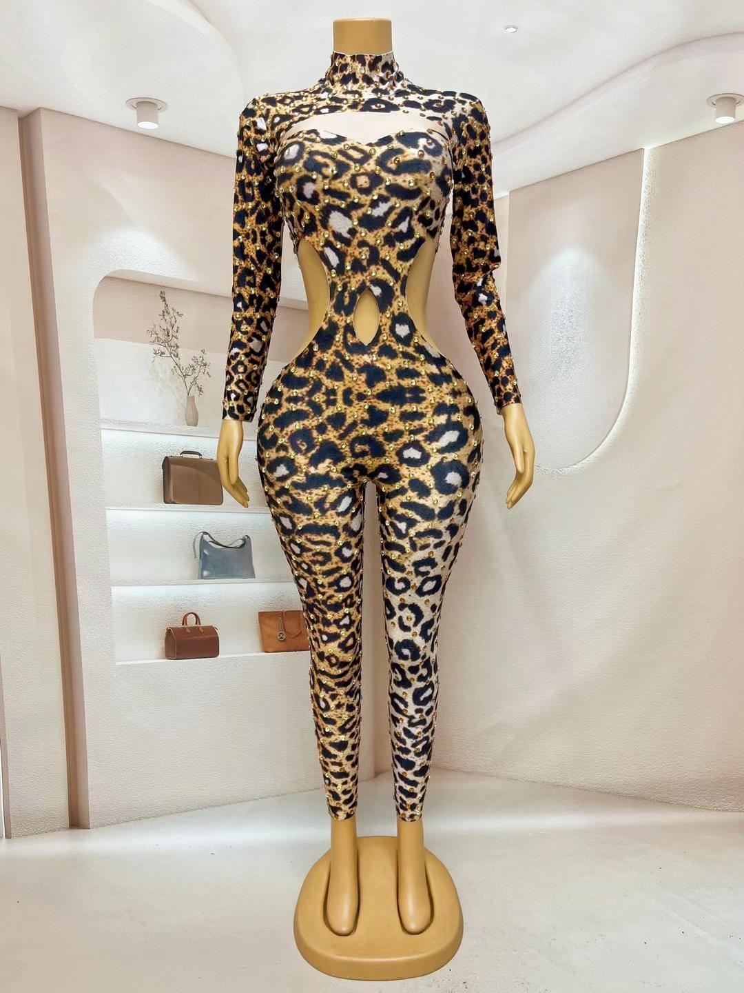 CELESINYI Xiaohuabao Crystal Leopard Bodysuit